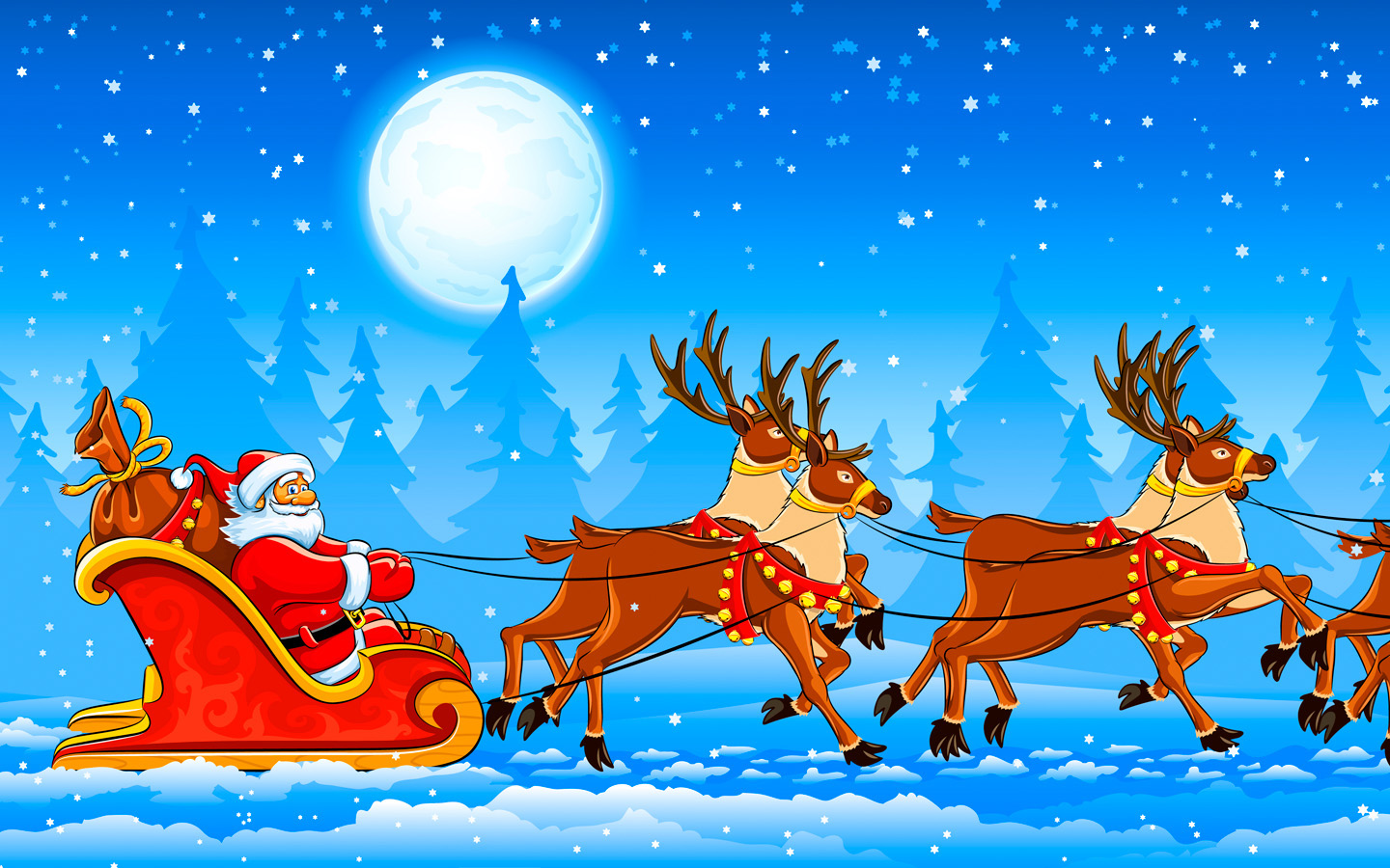 Santa Claus and deer wallpaper