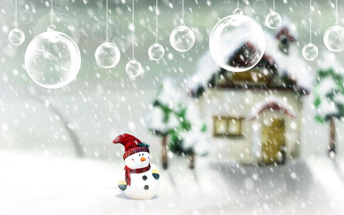 Pretty Christmas Fantasy Snow Wallpaper