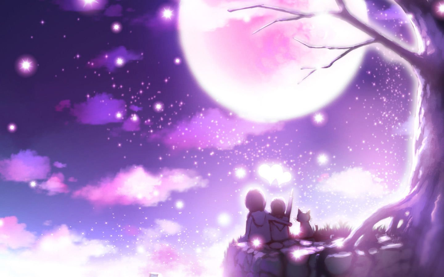 Romantic moonlight wallpaper