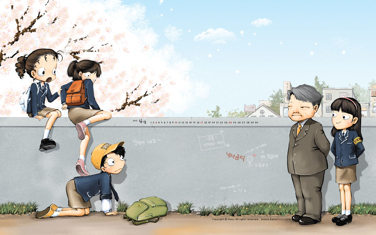 Korean cartoon April 2011 desktop wallpaper