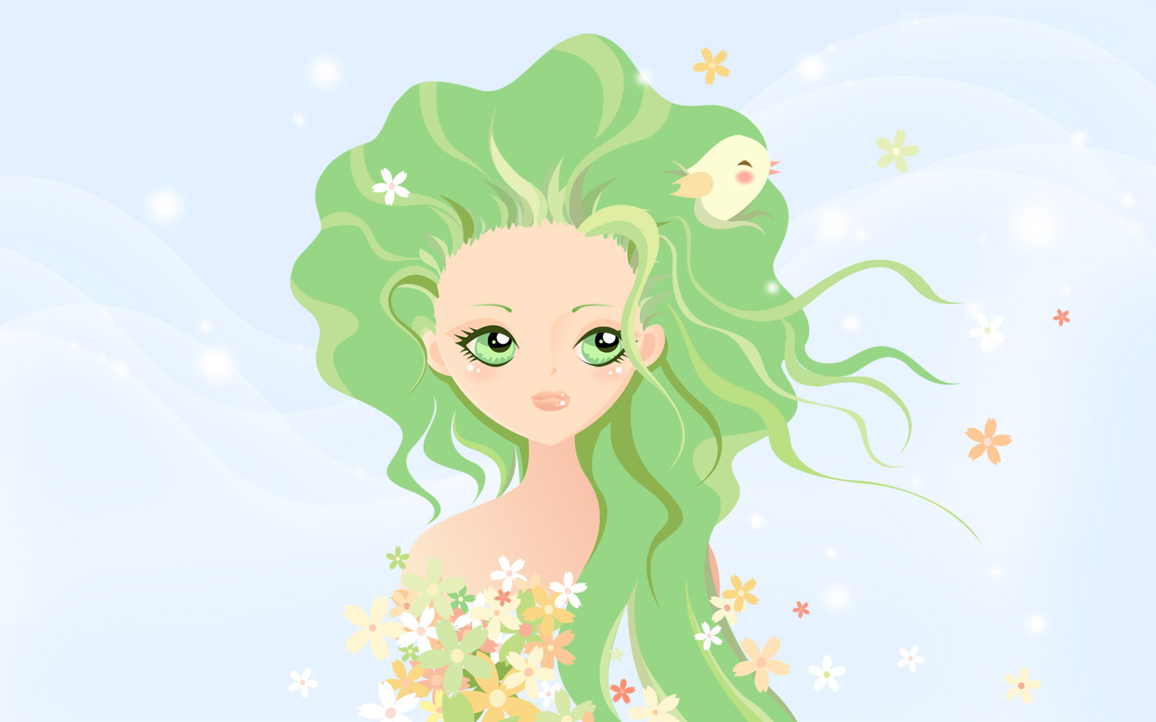 Beautiful flower fairy girl desktop wallpaper