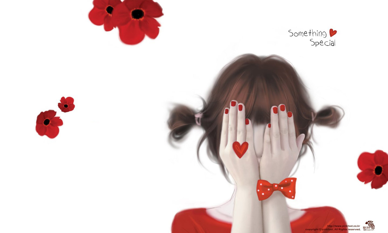 Red cute girl wallpaper