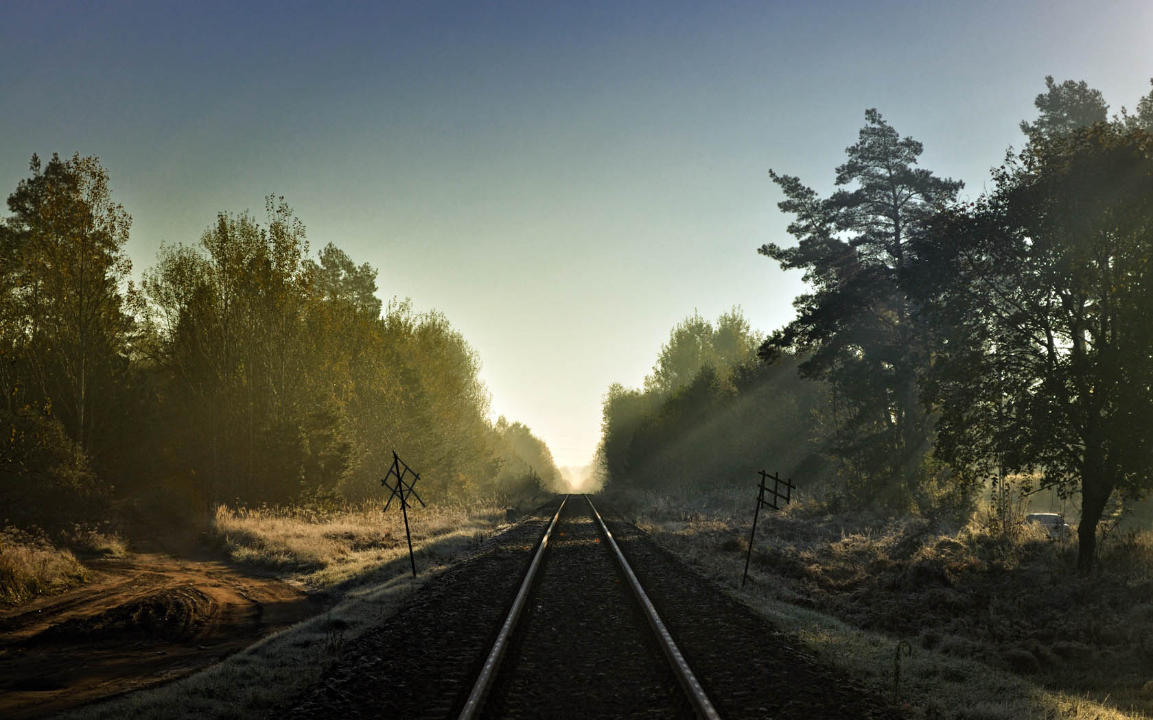 Train Railway Landscape Desktop Background