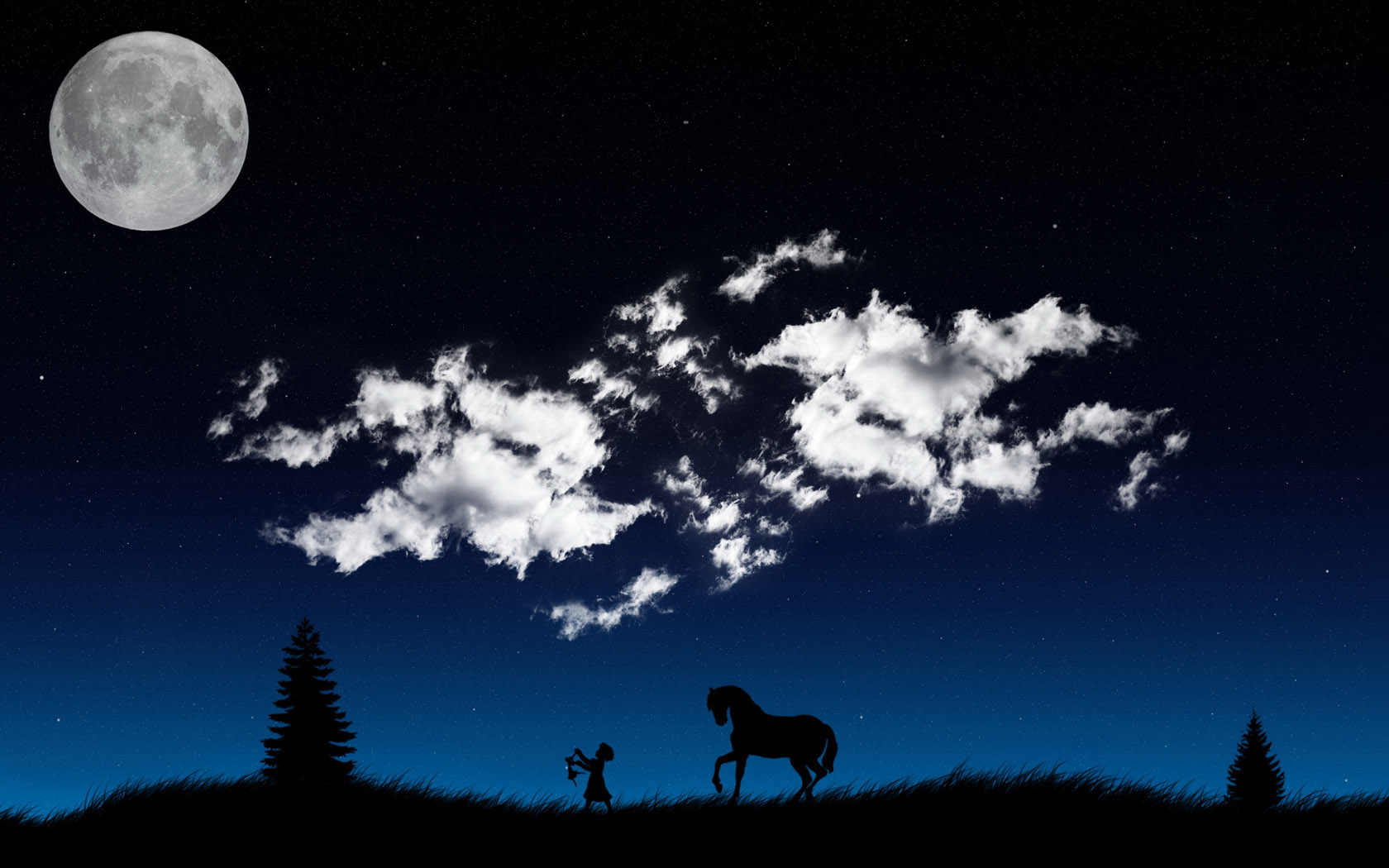 Beautiful Evening Moon Scenery Desktop Wallpaper
