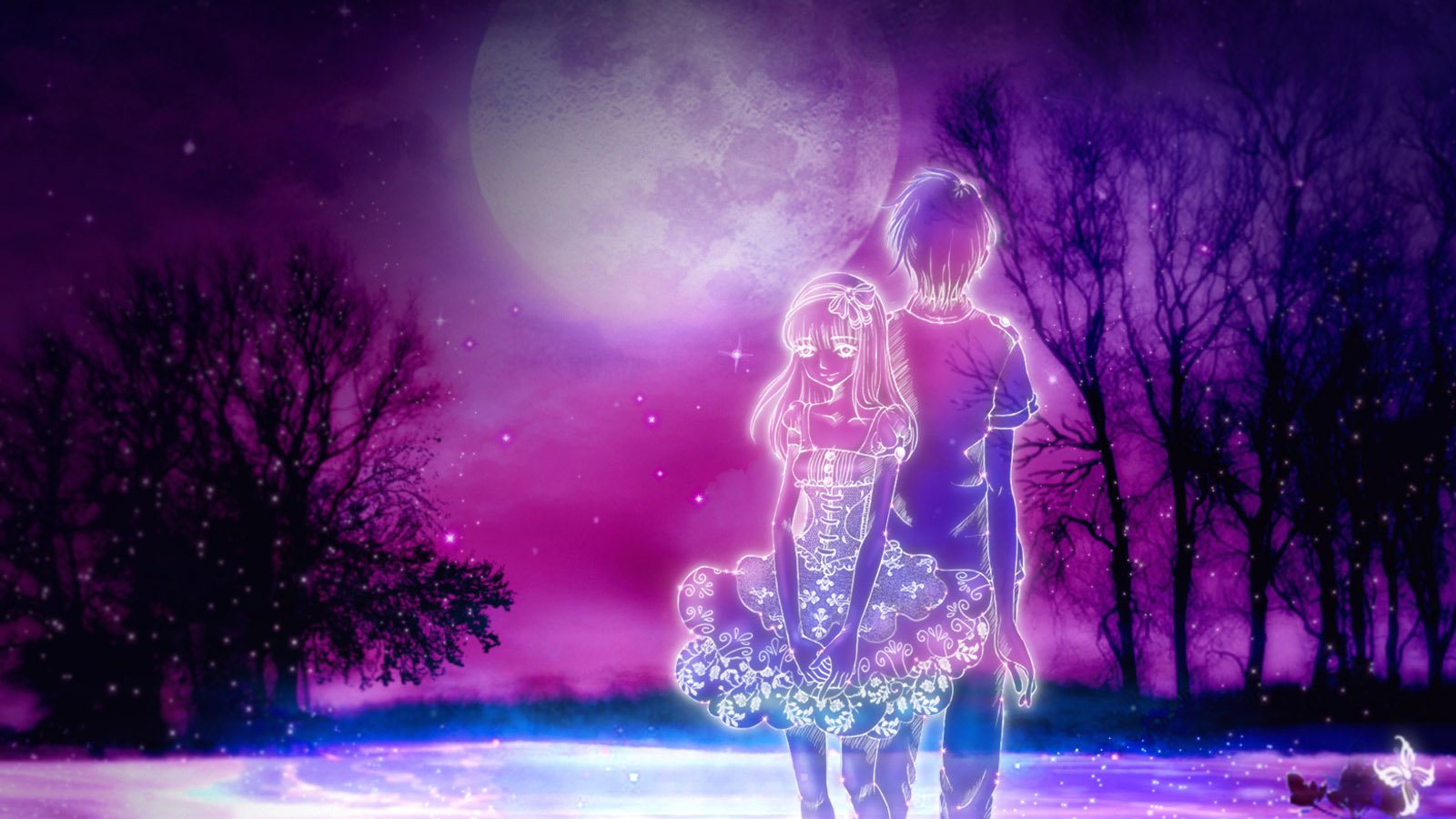 Moonlight Love River Desktop Wallpaper