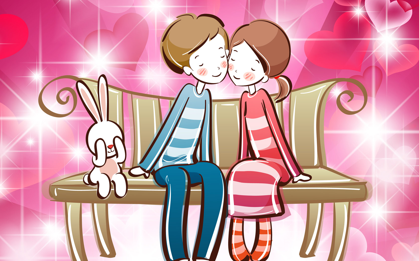 Cute Couple Desktop Wallpaper in the Year of the Rabbit