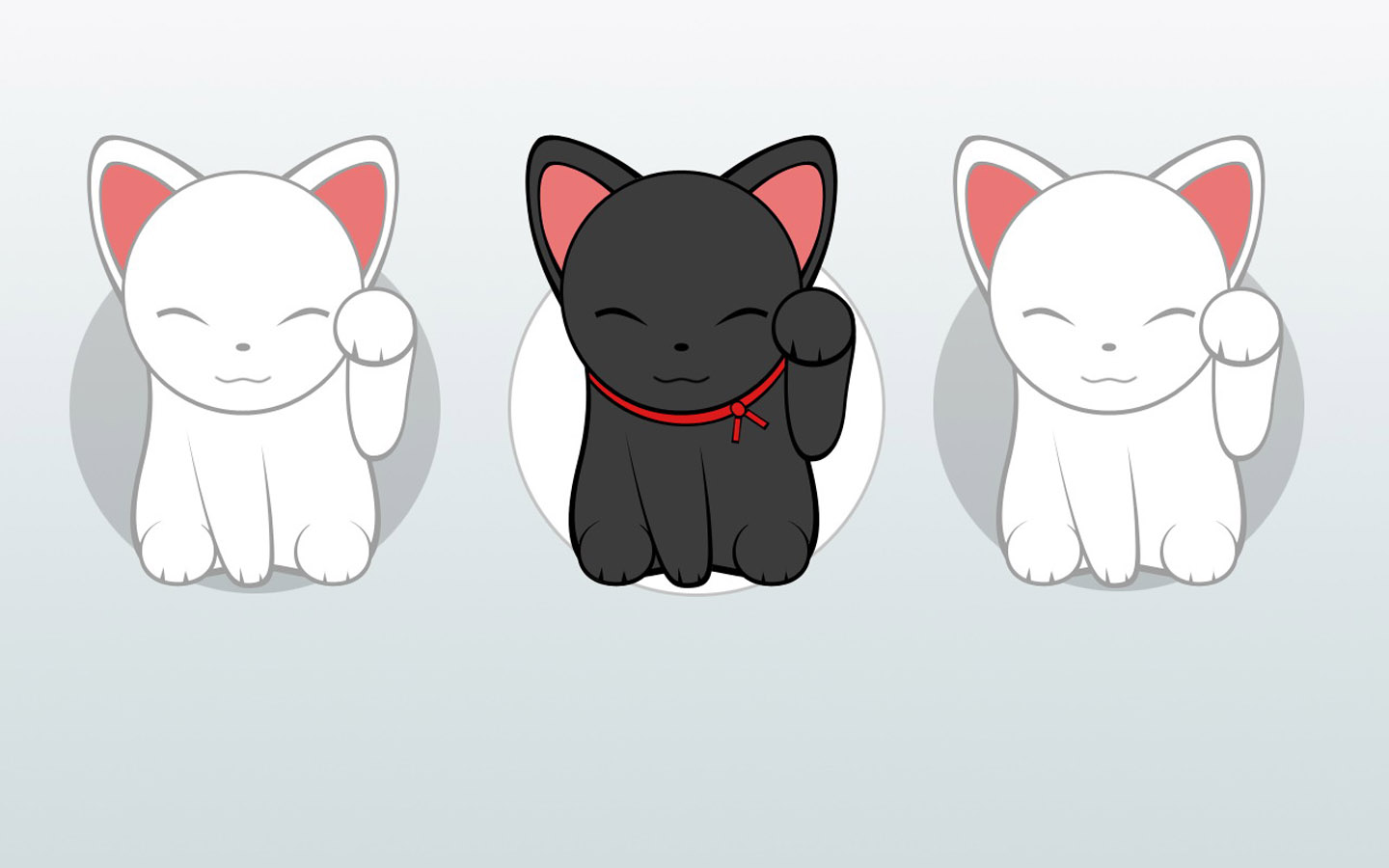 Three cute lucky cat desktop wallpaper