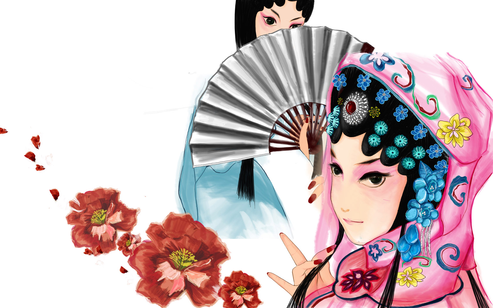 Chinese Wind Huangmei Opera Desktop Wallpaper