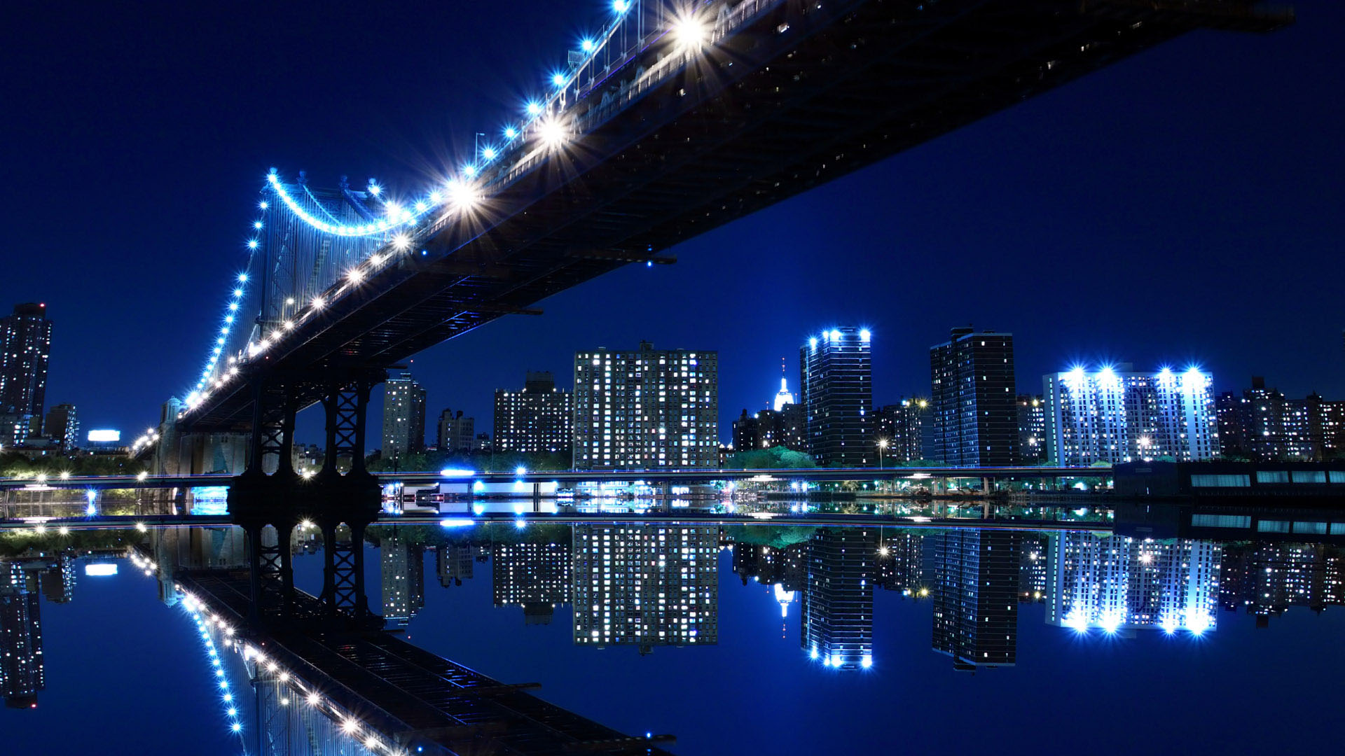 Bridge Night Scene Desktop Wallpaper