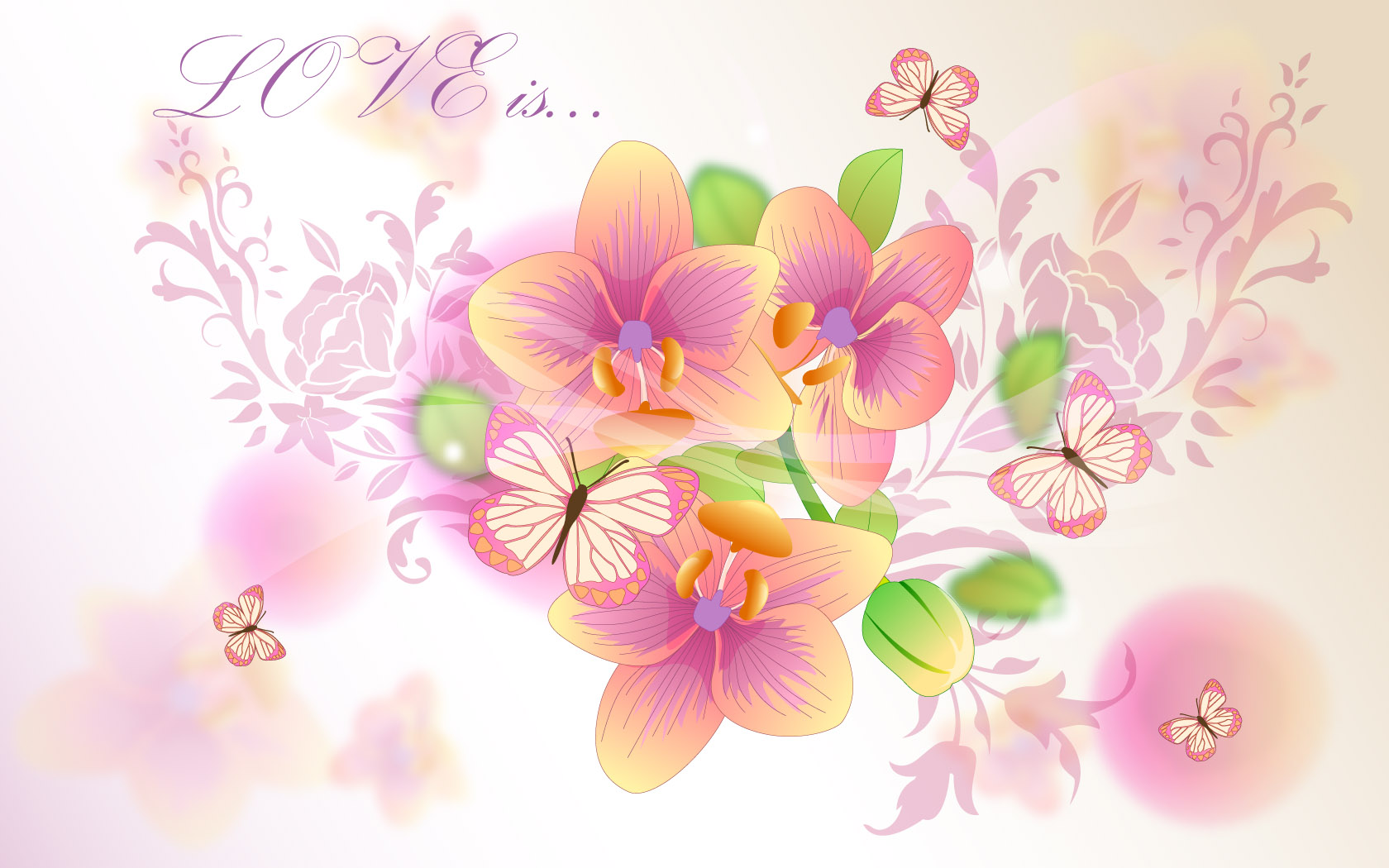 Widescreen Butterfly and Flower Wallpaper