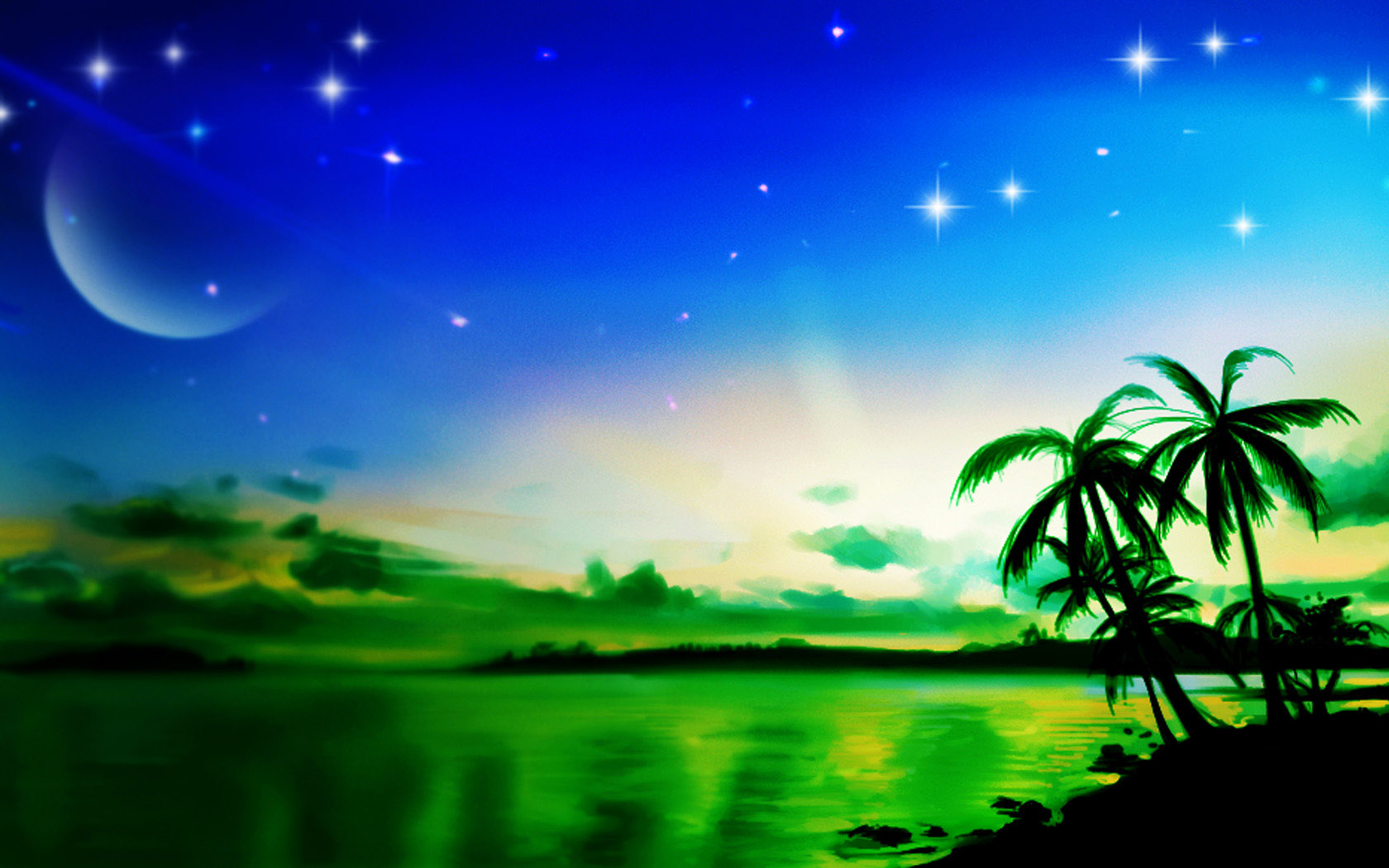 beautiful seaside moonlight desktop background picture