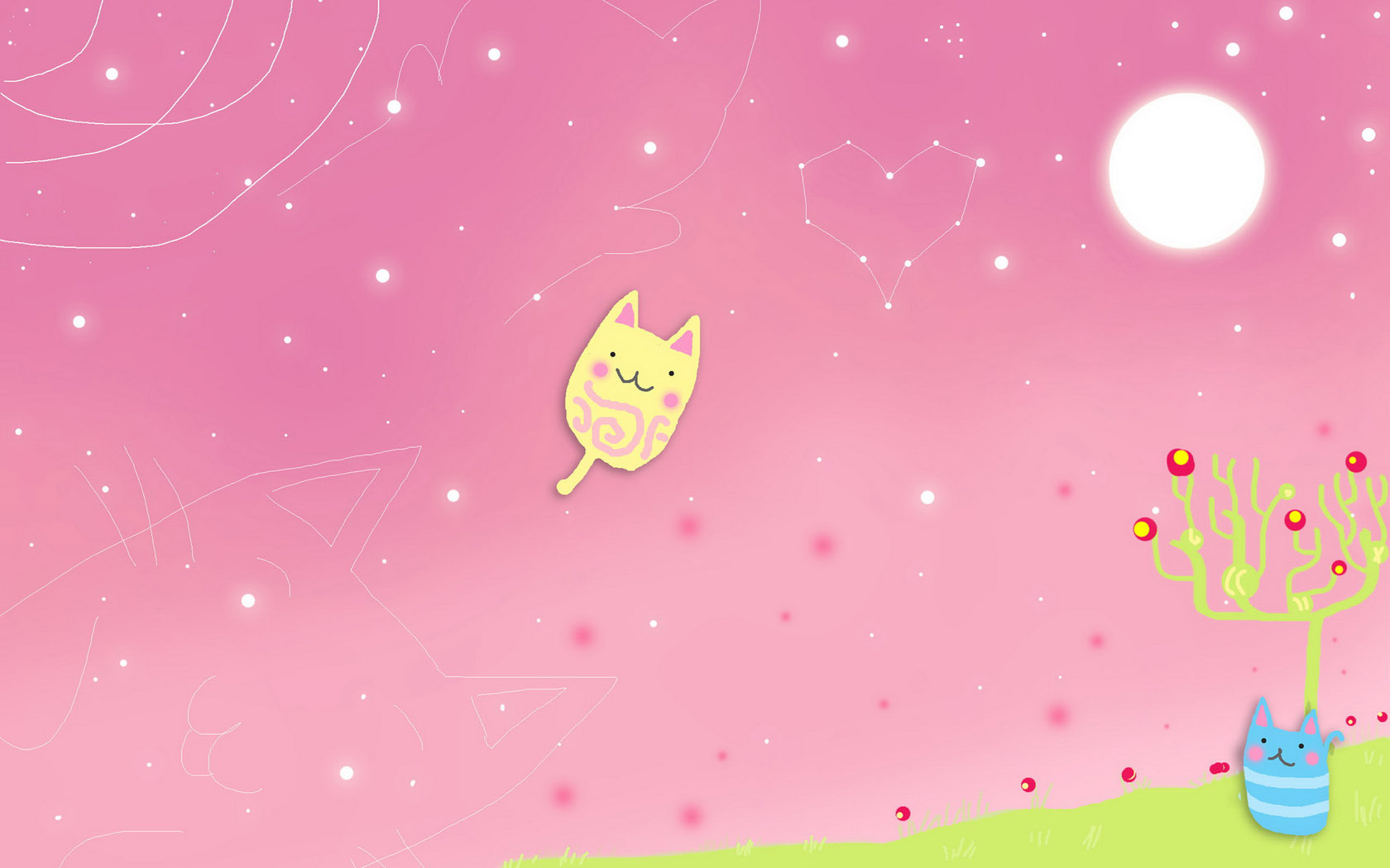 Pink cartoon desktop background picture