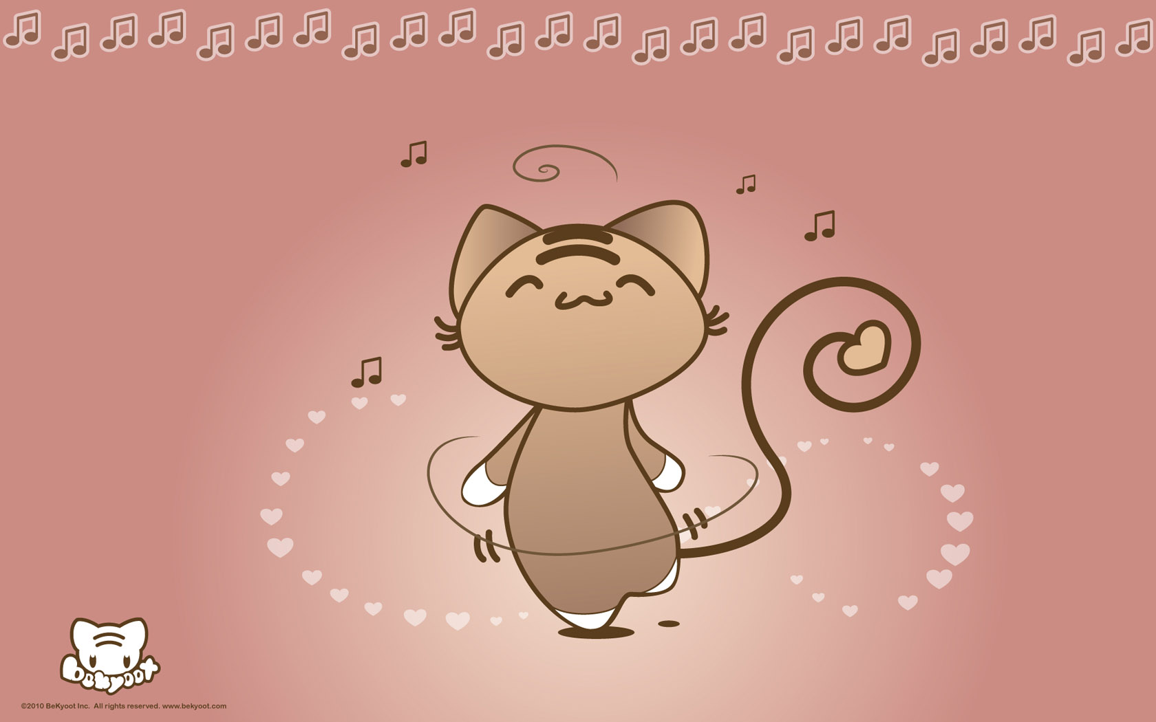 Kitten listening to music desktop wallpaper