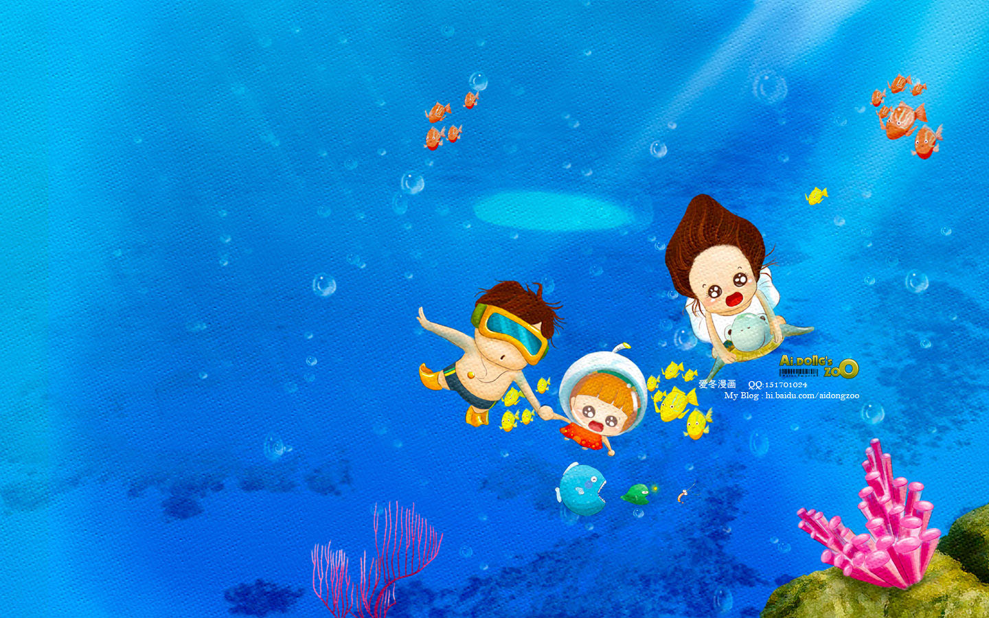 Ocean cartoon desktop wallpaper