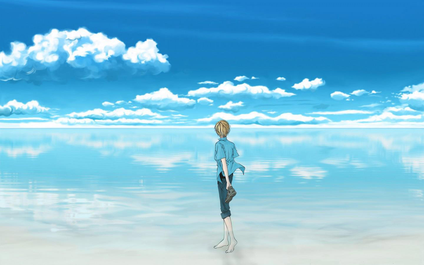 Seaside anime handsome picture wallpaper
