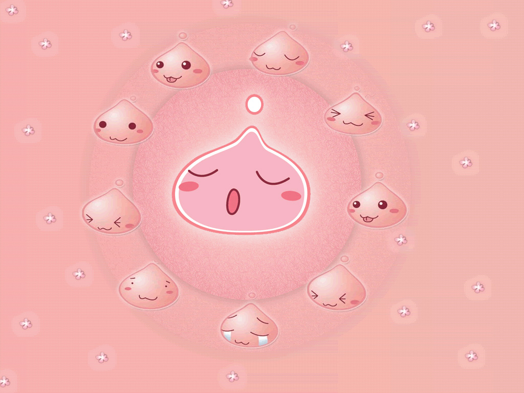Pink cute expression computer desktop wallpaper