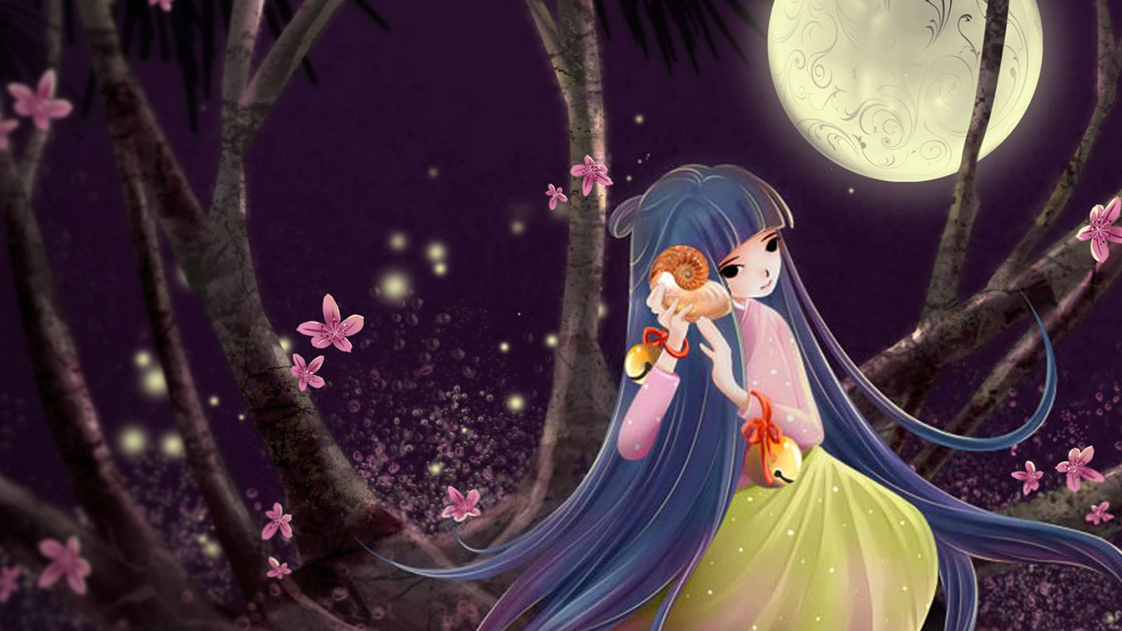 Moonlight Girl Desktop Wallpaper