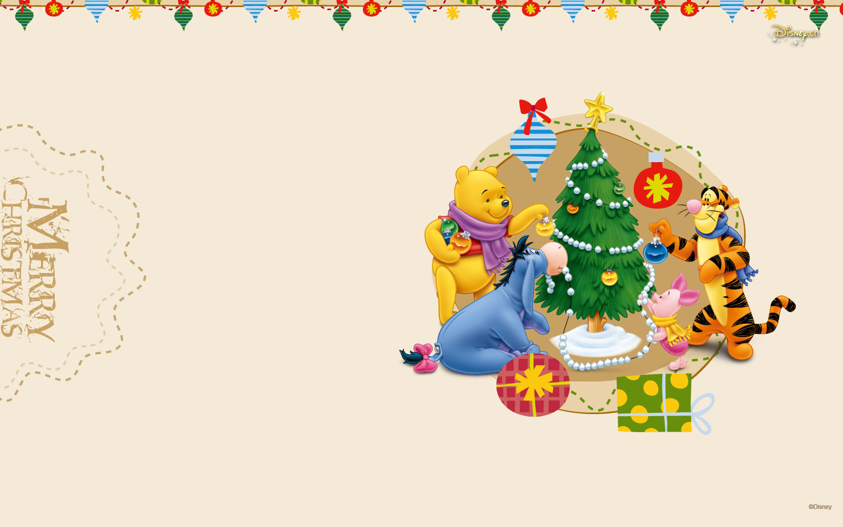 Winnie the Pooh Christmas Desktop Wallpaper