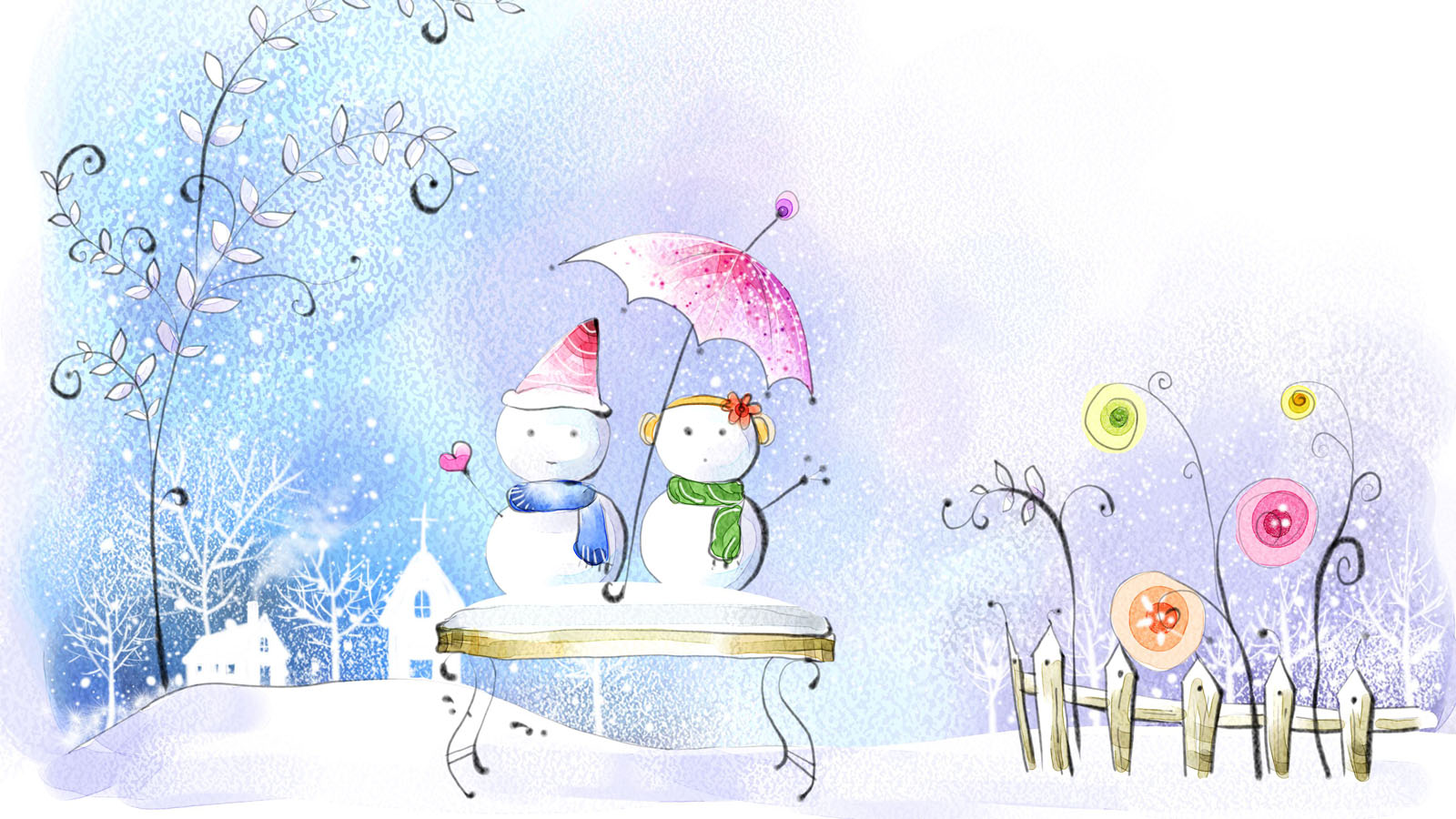 Snow Doll Landscape Desktop Background