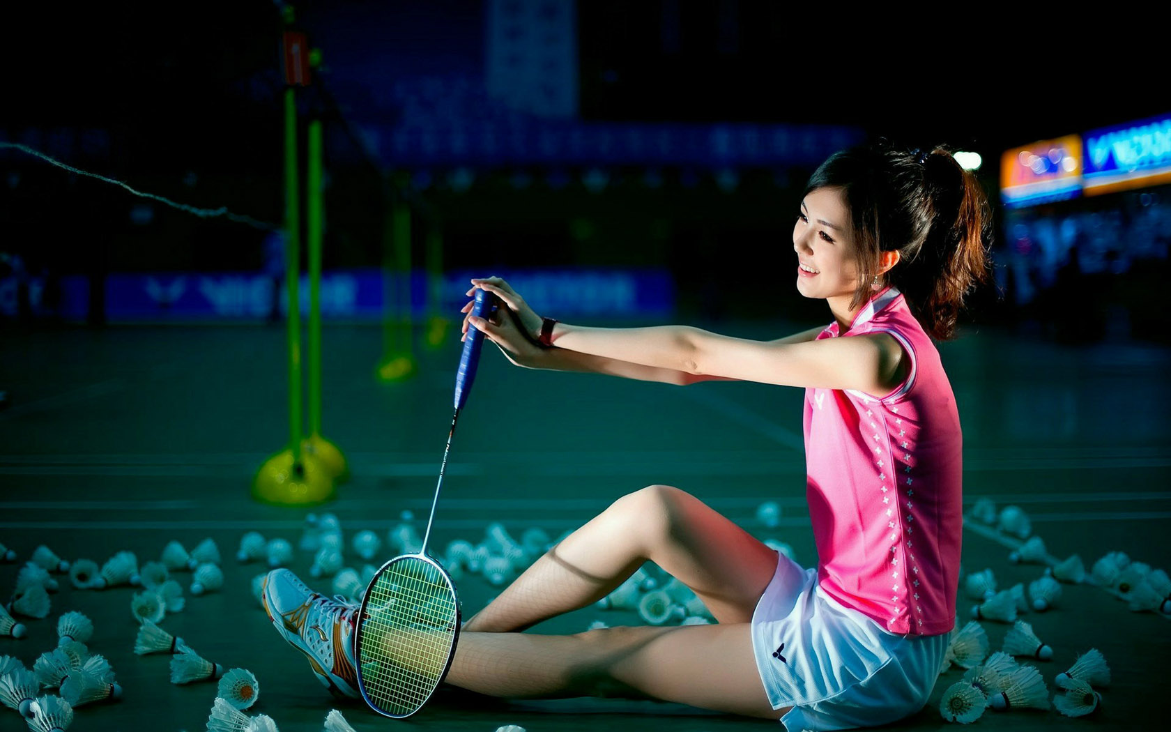 Happy Badminton Girls Desktop Background