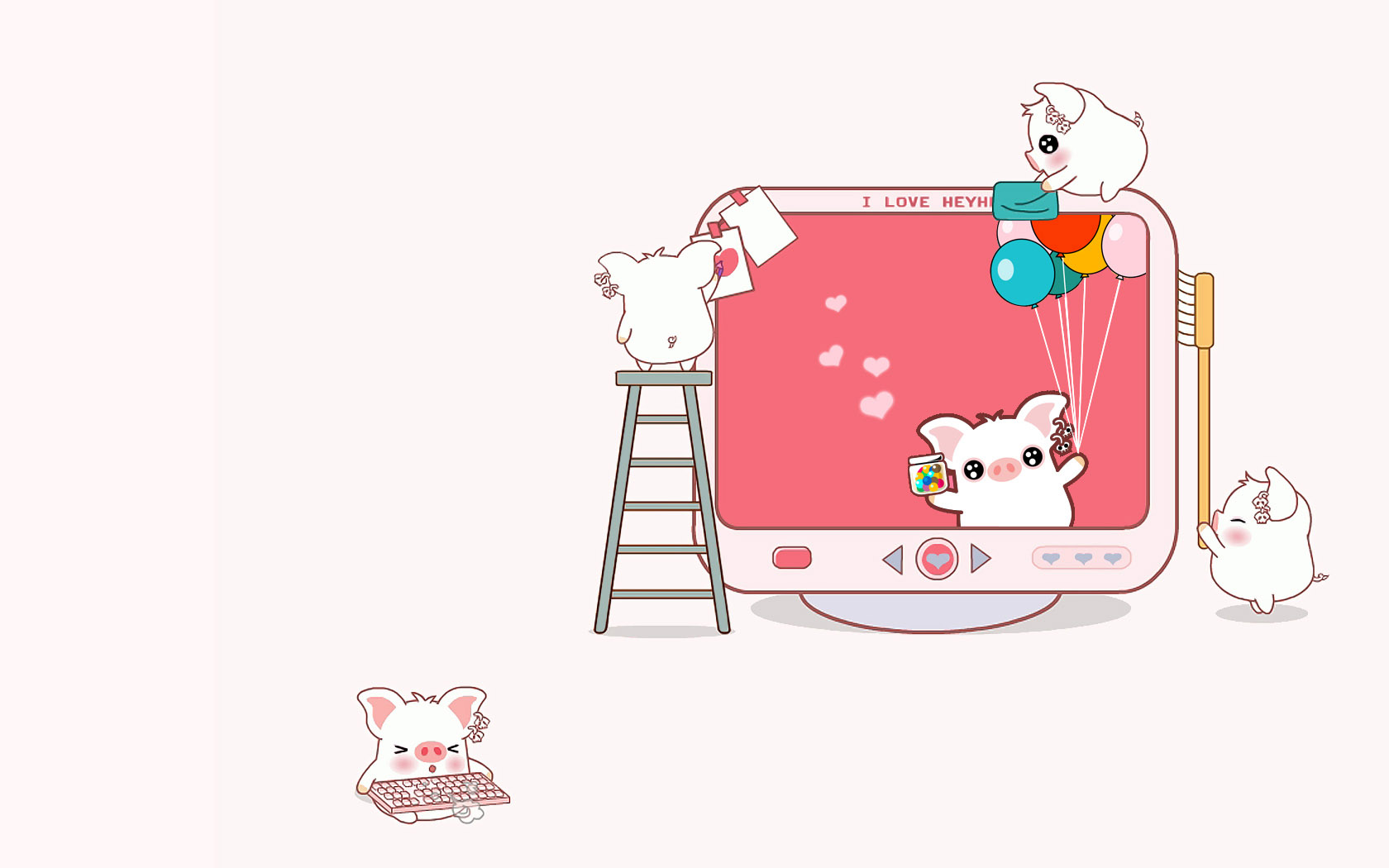 Cute Little Pig Computer Desktop