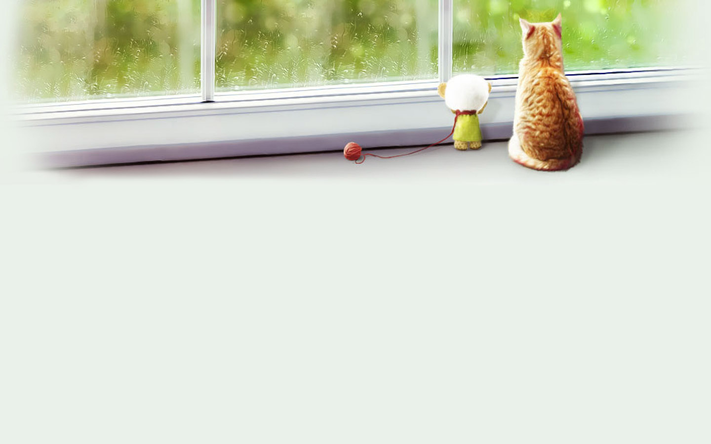 Cat staring at the window scenery wallpaper