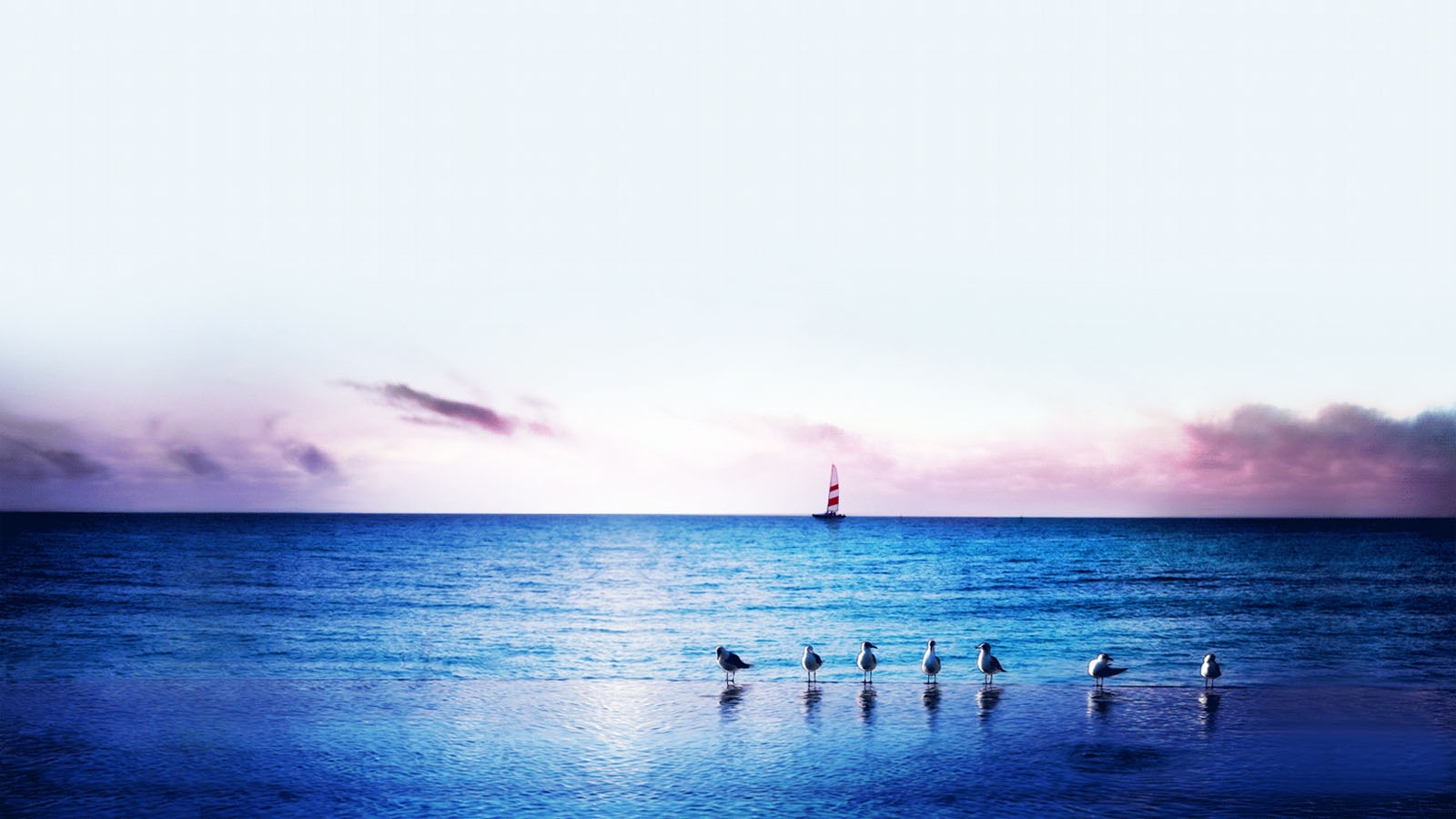 Sea Sunset Scenery Desktop Wallpaper