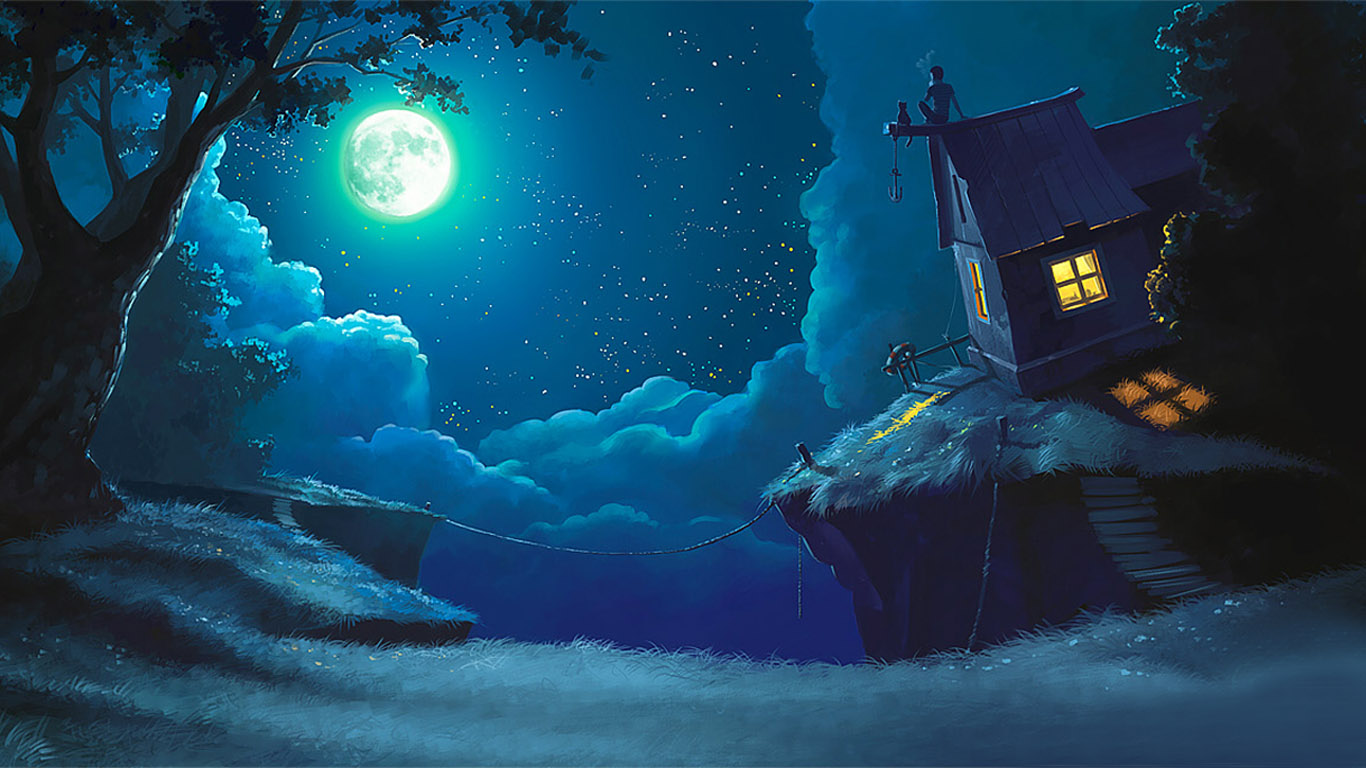 Tranquil Moon Roof Desktop Wallpaper