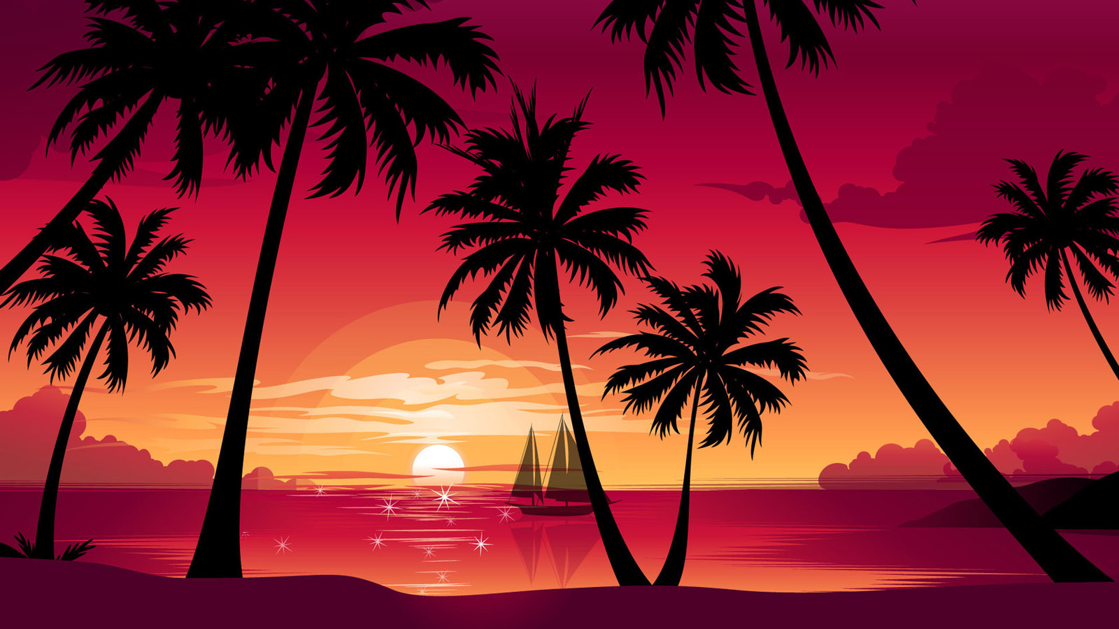 Beautiful coconut island scenery desktop wallpaper