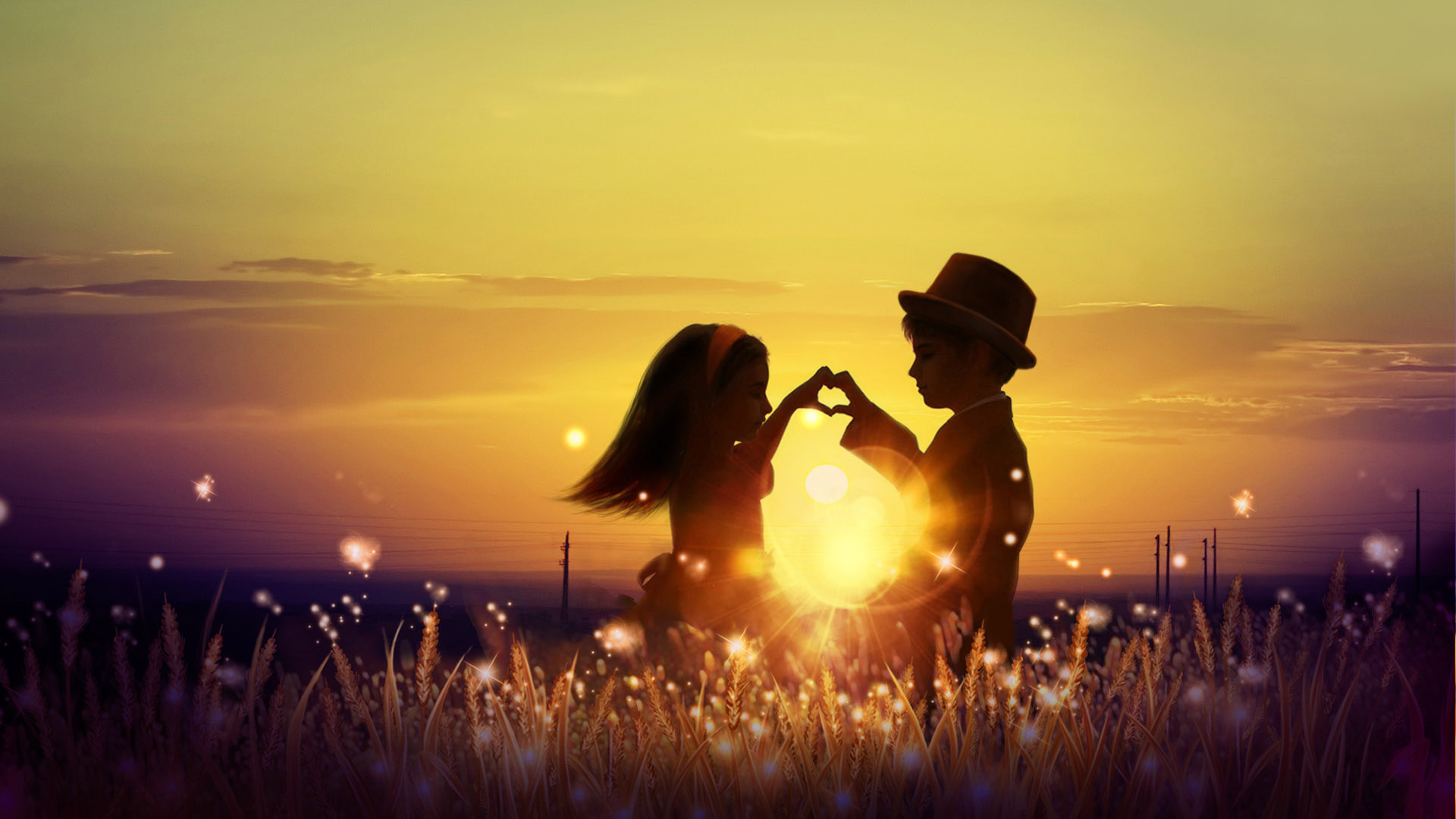 Sunset love non-mainstream couple desktop wallpaper