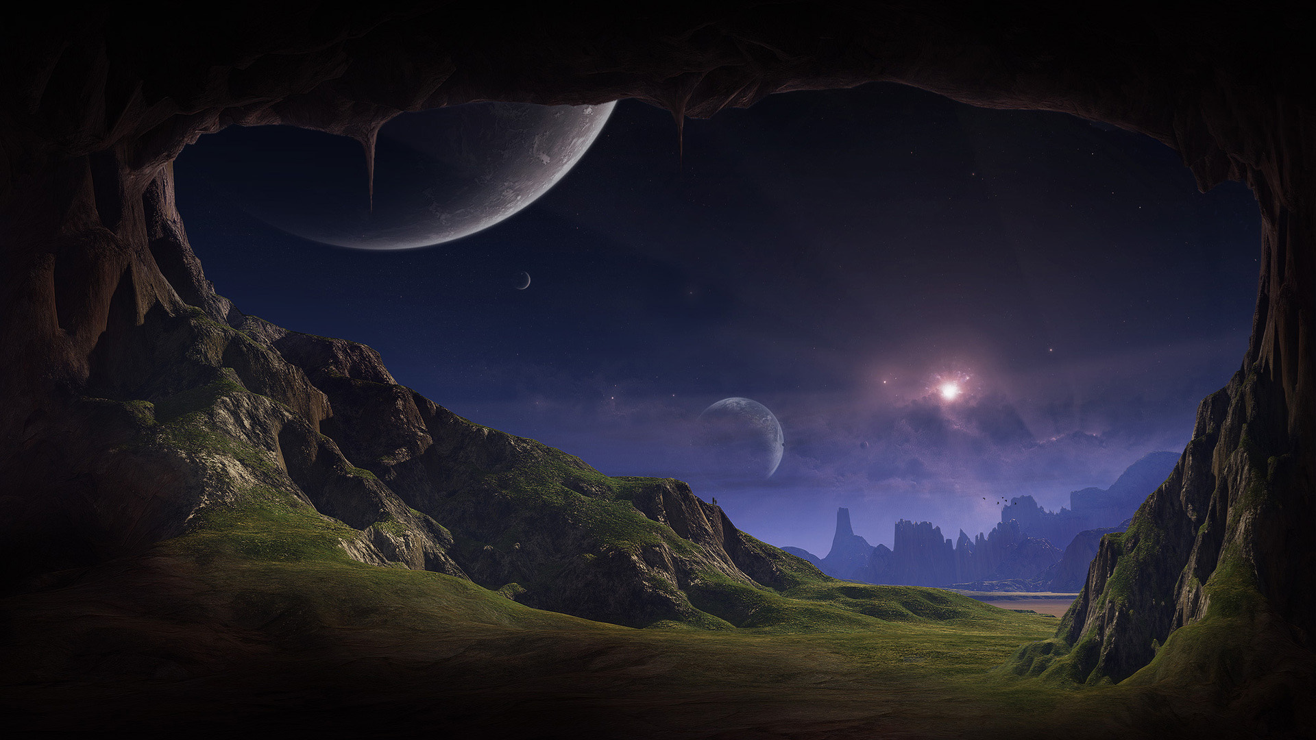 Mysterious planet scenery desktop wallpaper
