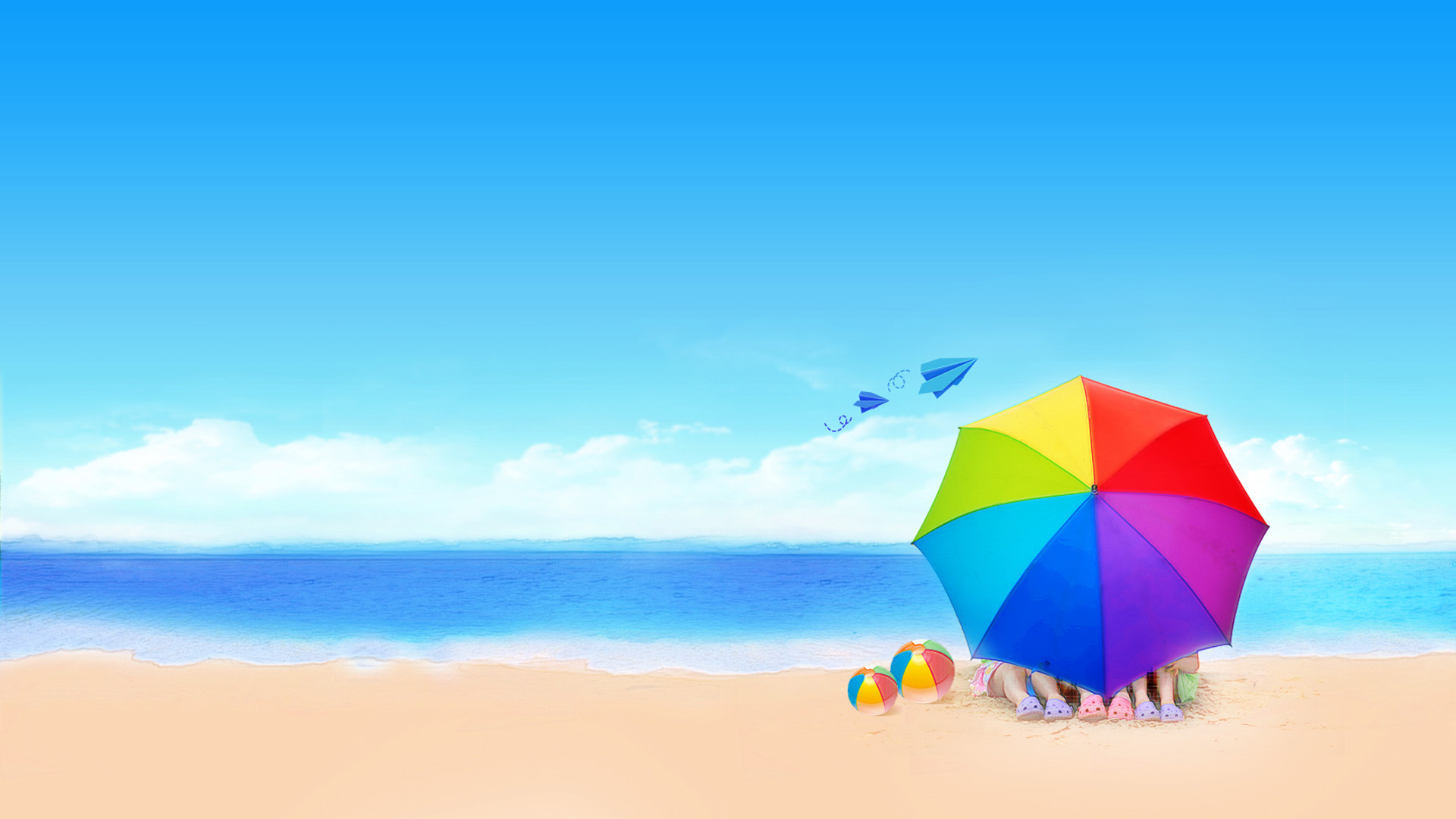 Summer beach refreshing desktop wallpaper
