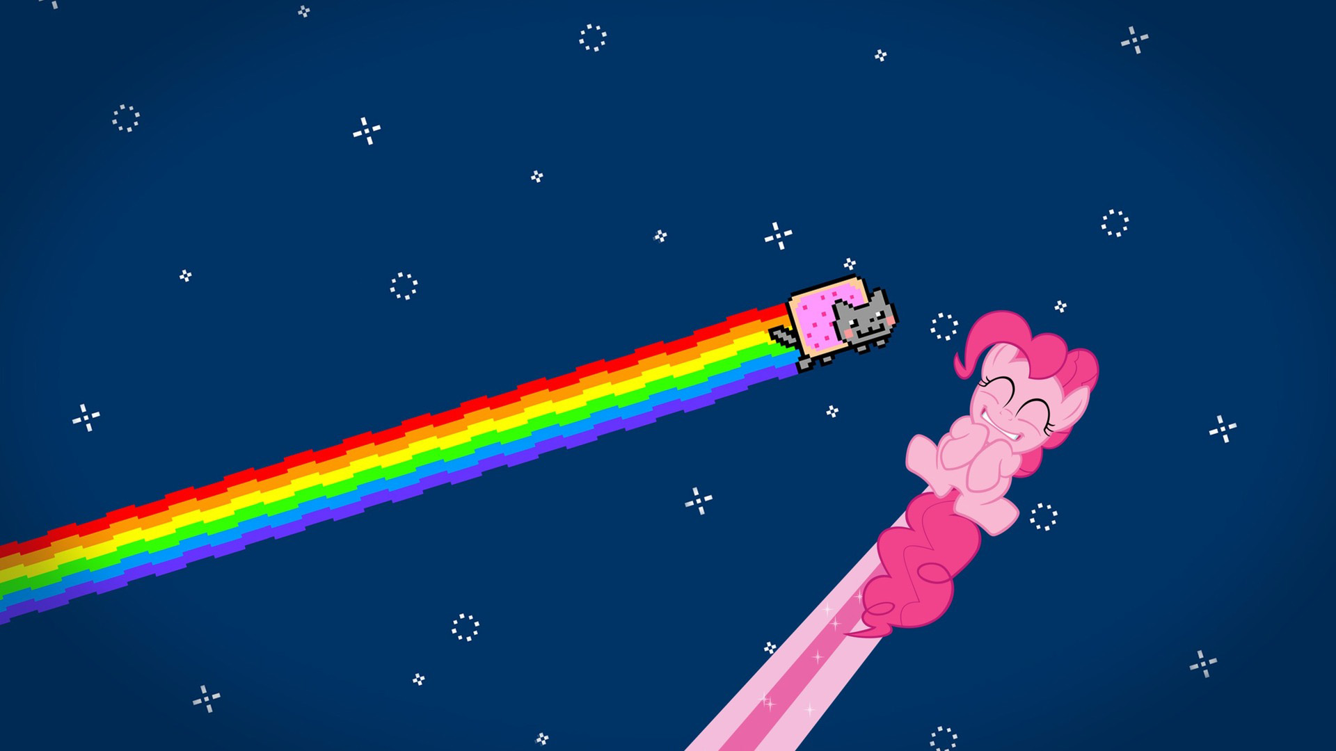 cat, rainbow, star, pinky pie, animated wallpaper picture