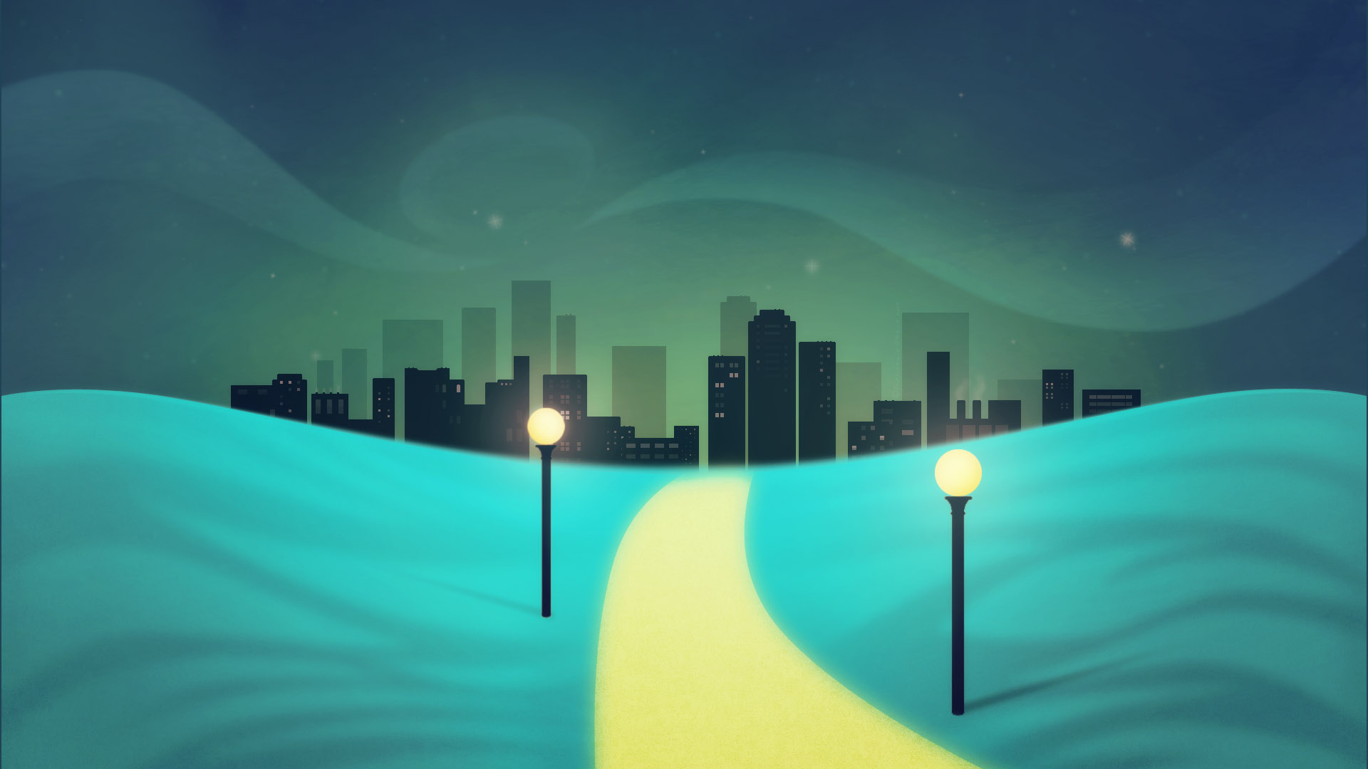 Exquisite city vector desktop background