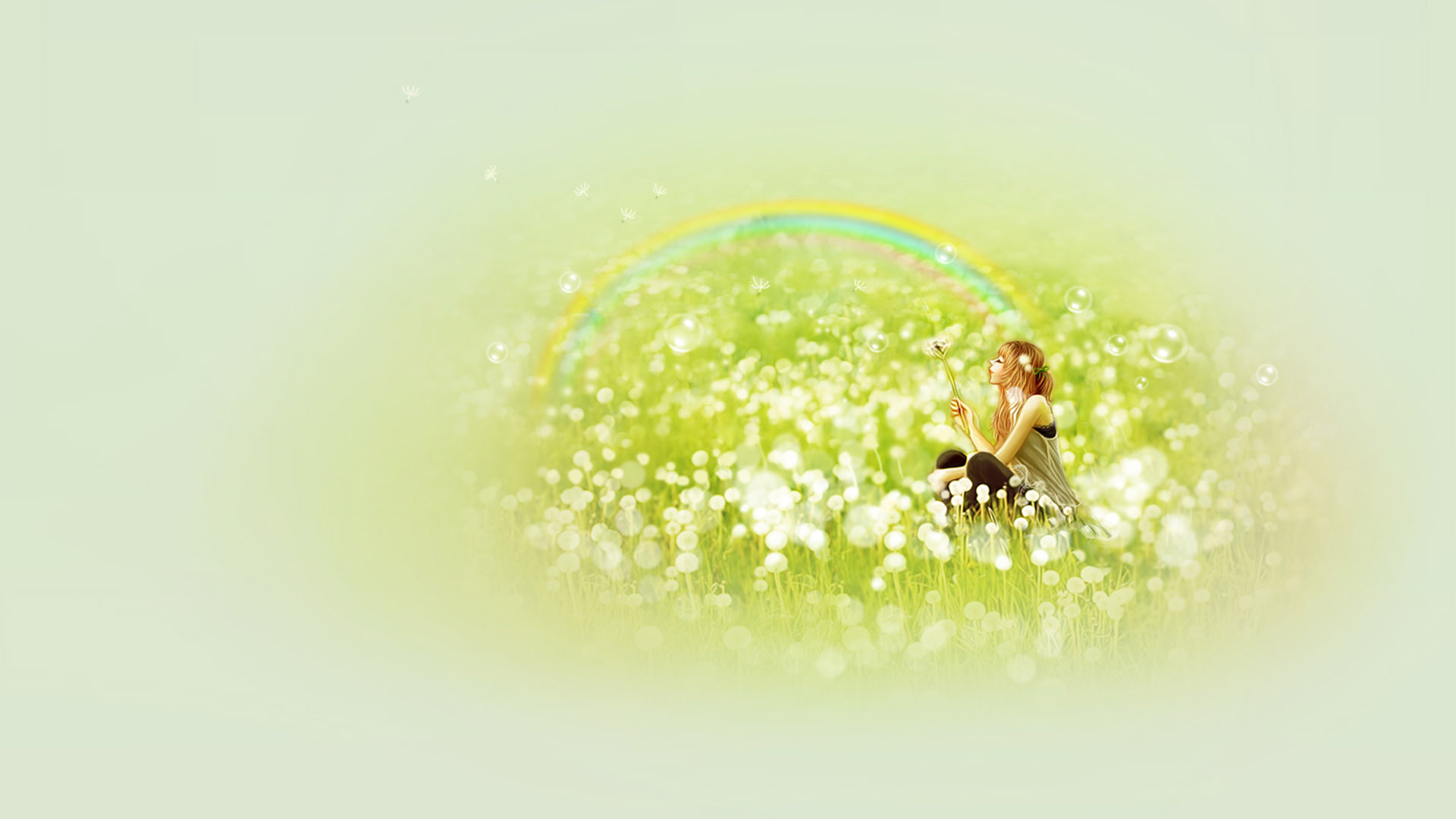 Flying dandelion desktop wallpaper