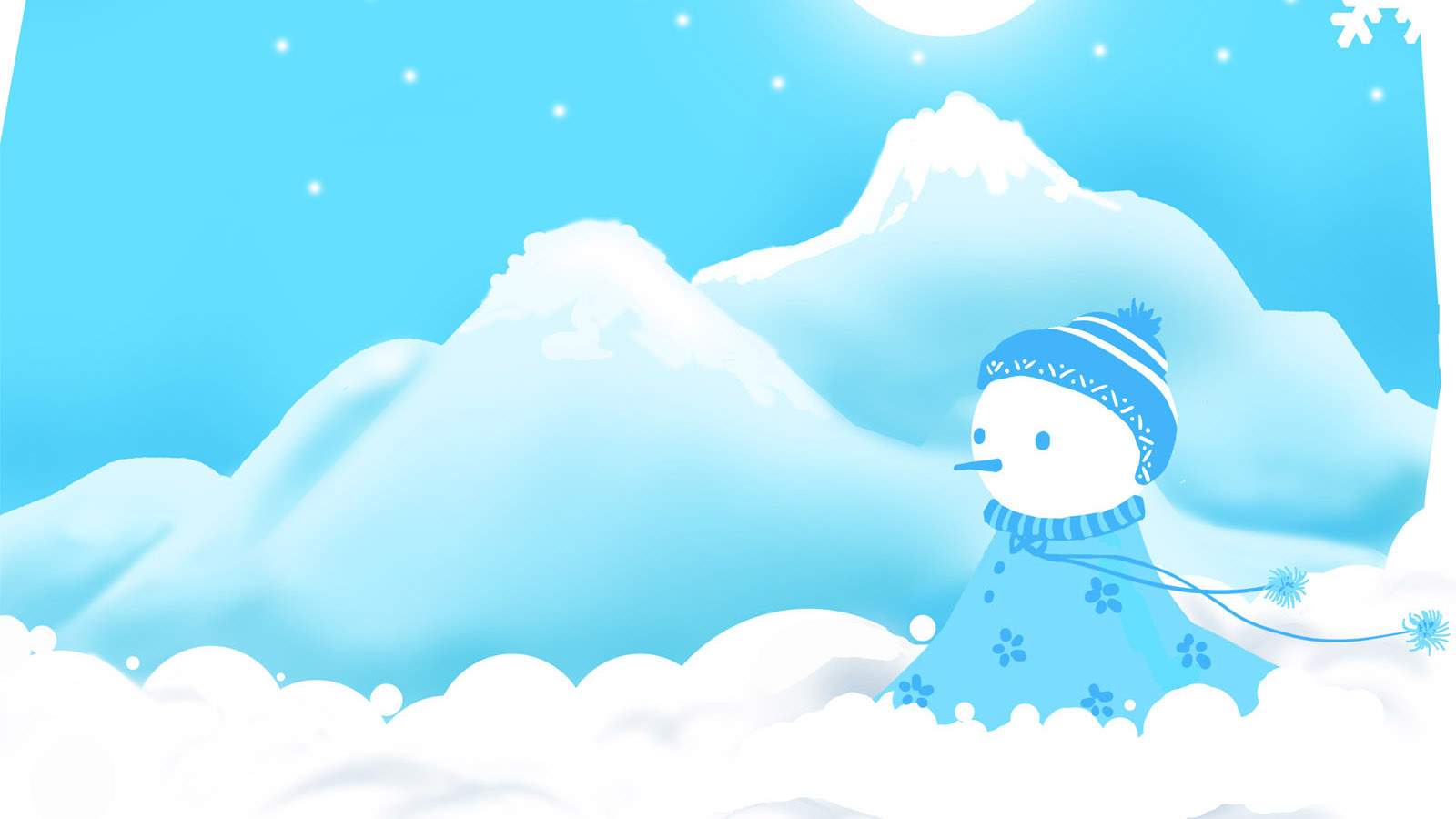 Cute Blue Christmas Snowman Desktop Picture
