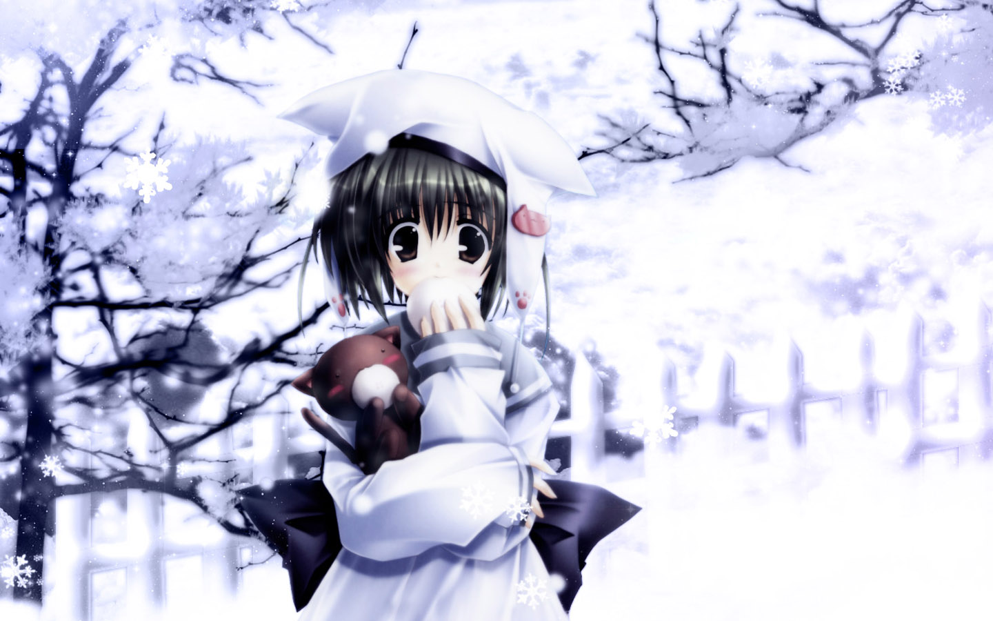 Winter Anime Girl Landscape Desktop Wallpaper