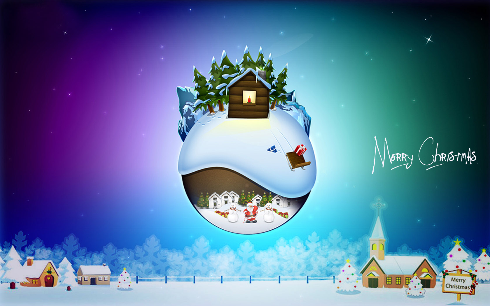 Beautiful Christmas Night Desktop Wallpaper