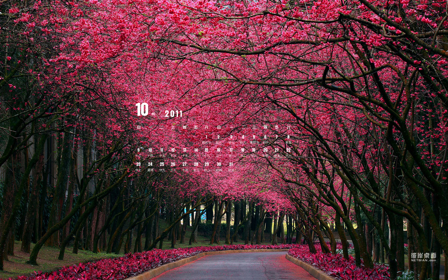 2011 October Landscape Calendar Desktop Wallpaper