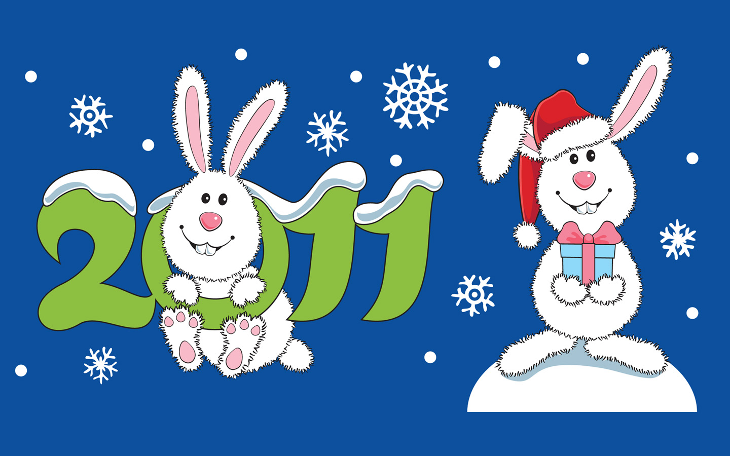 2011 Cute Christmas Rabbit Wallpaper