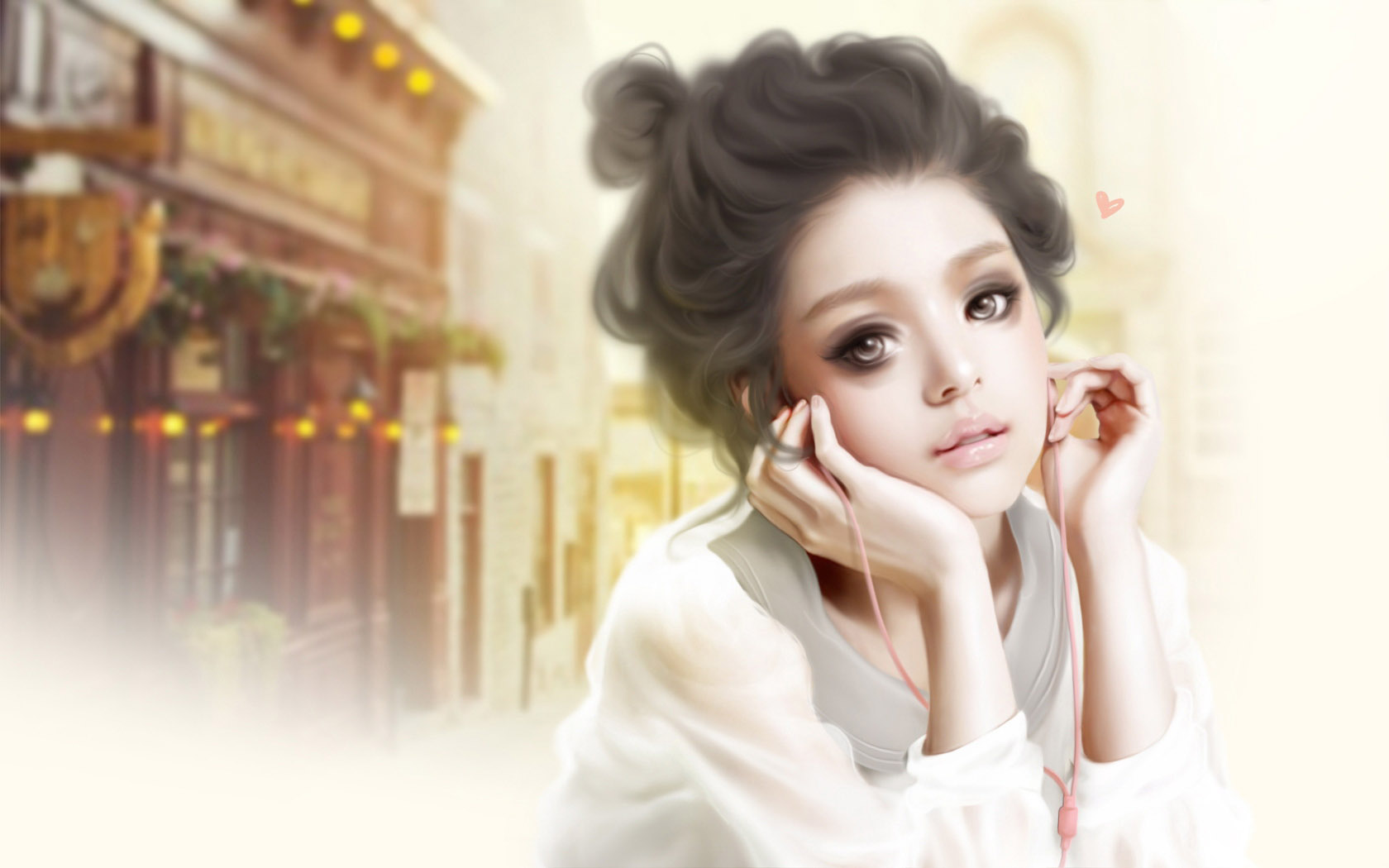 Desktop pictures of beautiful hand-painted characters and beauties