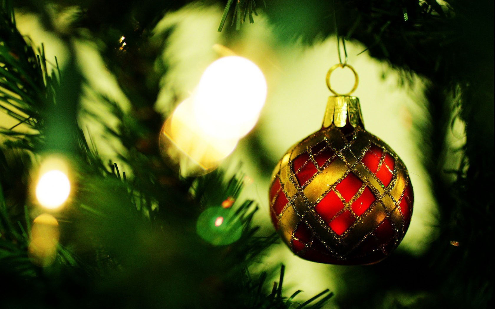 Christmas green pine tree lantern desktop background image material