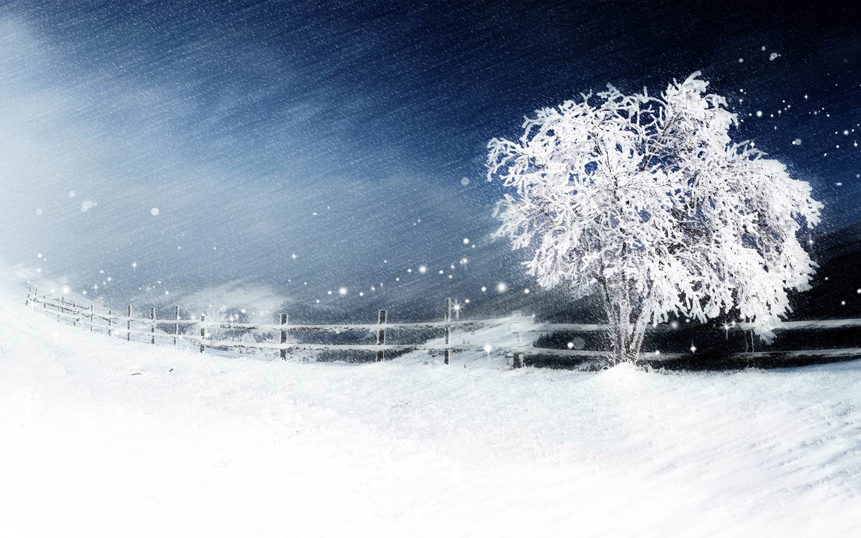 Snow Night Desktop Wallpaper