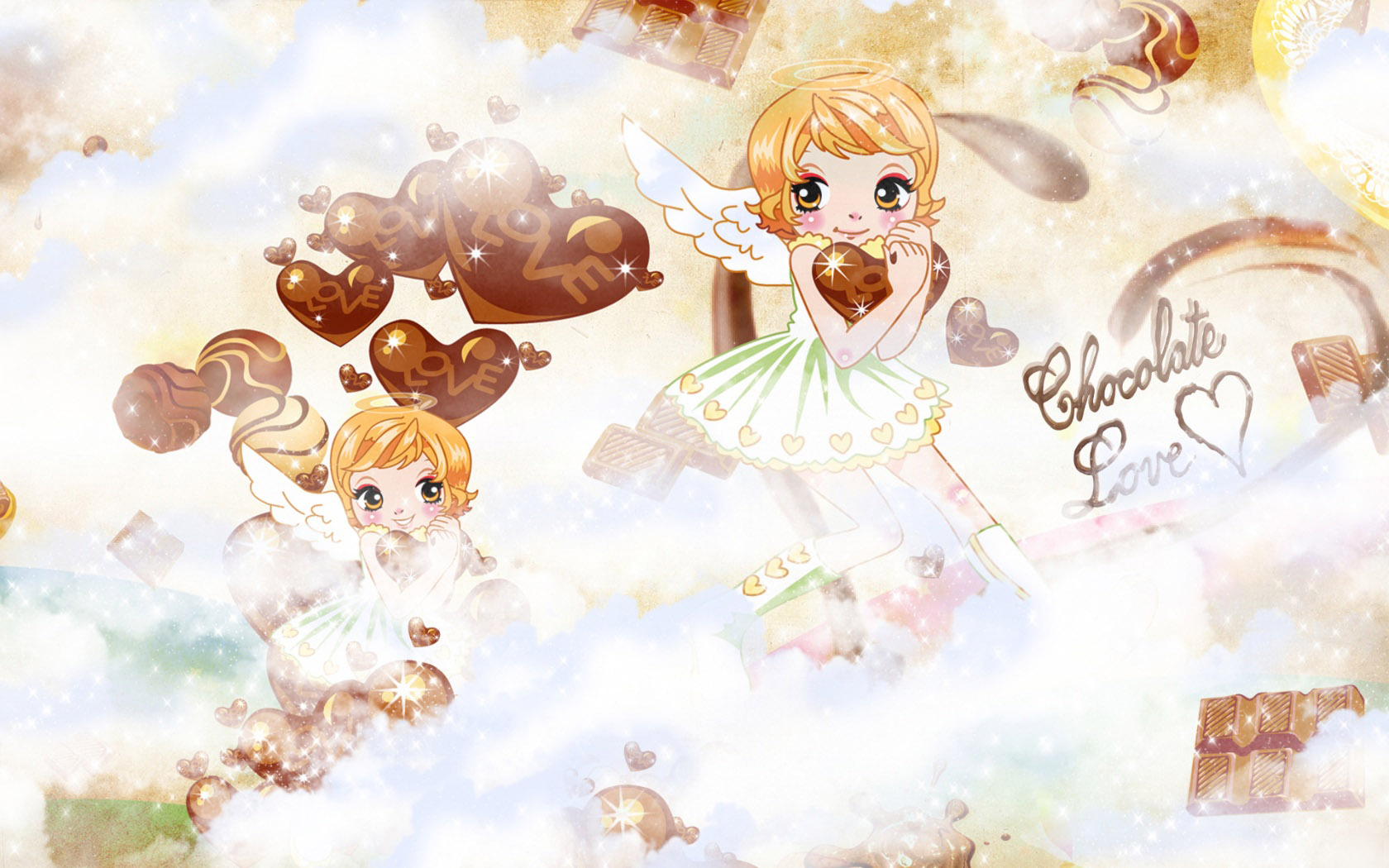 Cute Chocolate Angel Desktop Wallpaper