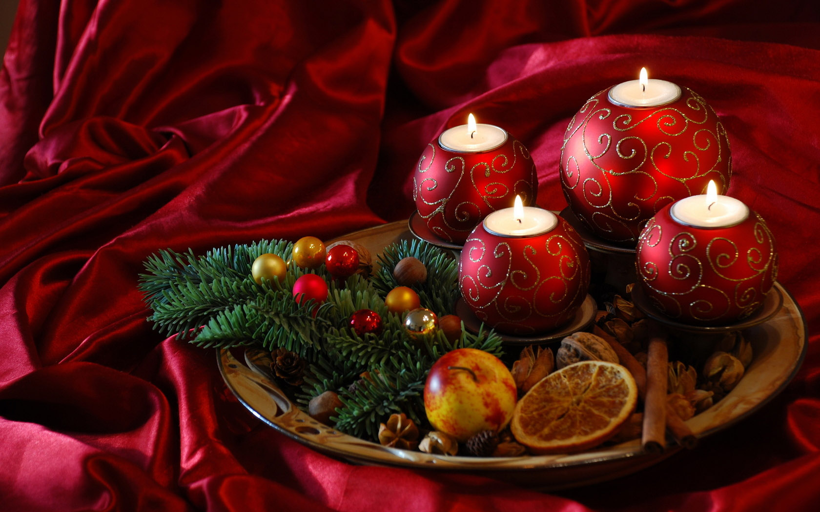 Exquisite red Christmas desktop background
