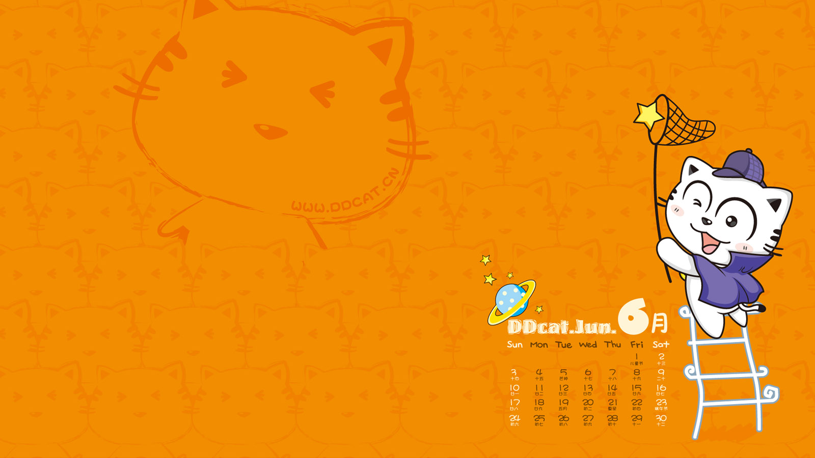 Ding Dong cat June 2012 calendar wallpaper