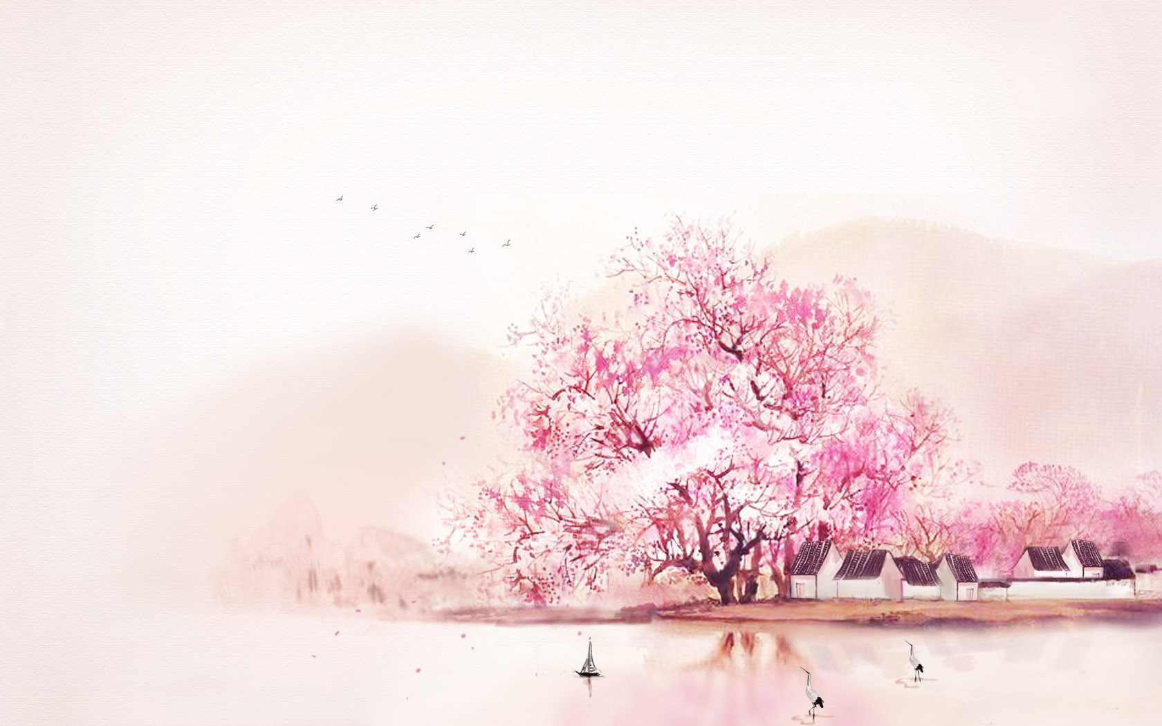 Chinese wind ink plum blossom wallpaper