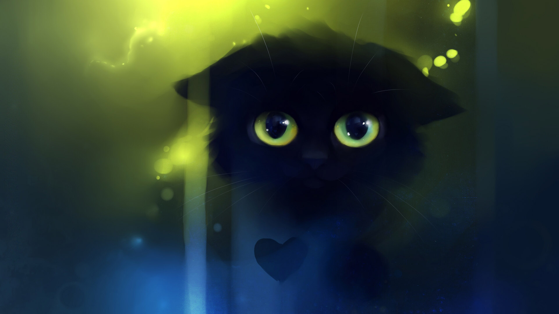 Hand-painted love cat desktop background