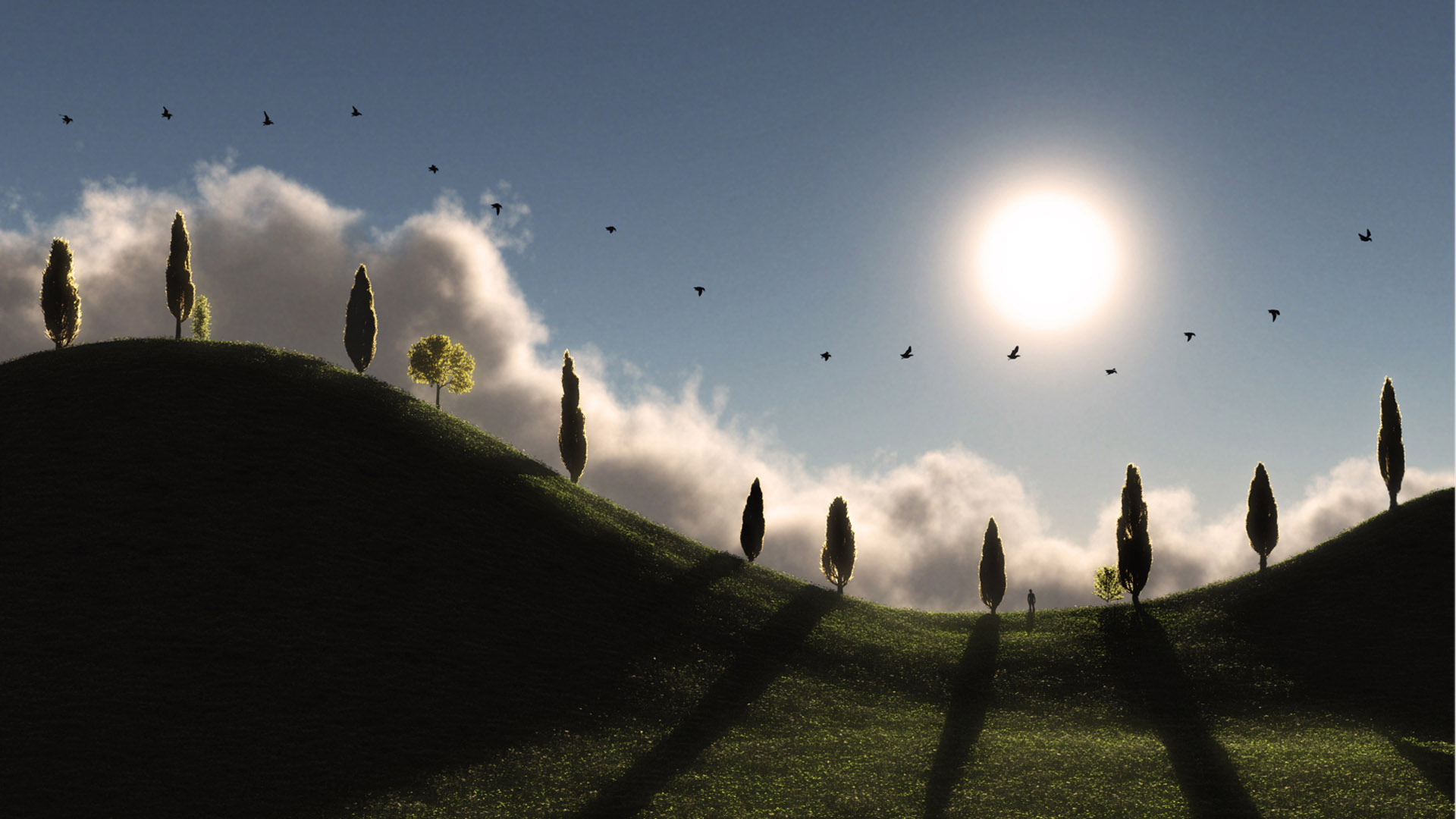 Rolling hills landscape desktop wallpaper